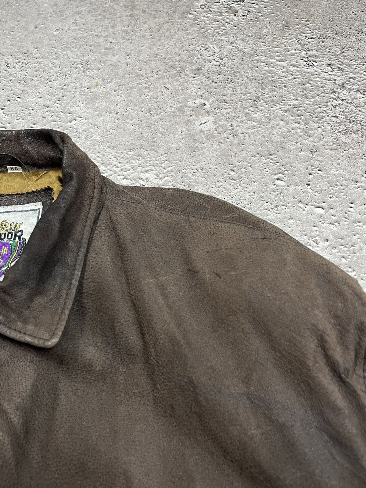 Japanese Brand × Leather × Vintage Vintage Distressed Aviator Bomber Jacket Brown Leather Look Size US XL / EU 56 / 4 - 7 Thumbnail