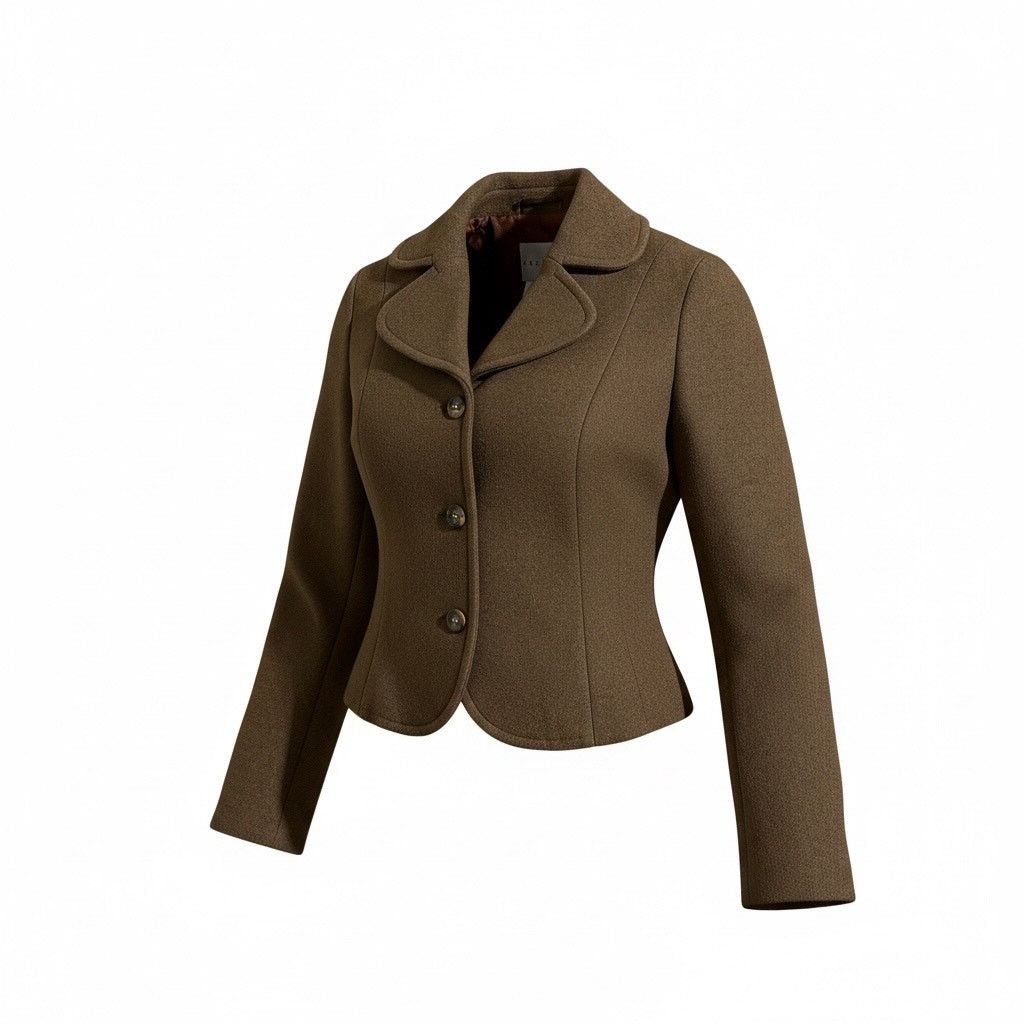 Celine Vintage Celine Brown Wool Cropped Coat - Extra Small Size XS / US 0-2 / IT 36-38 - 2 Thumbnail