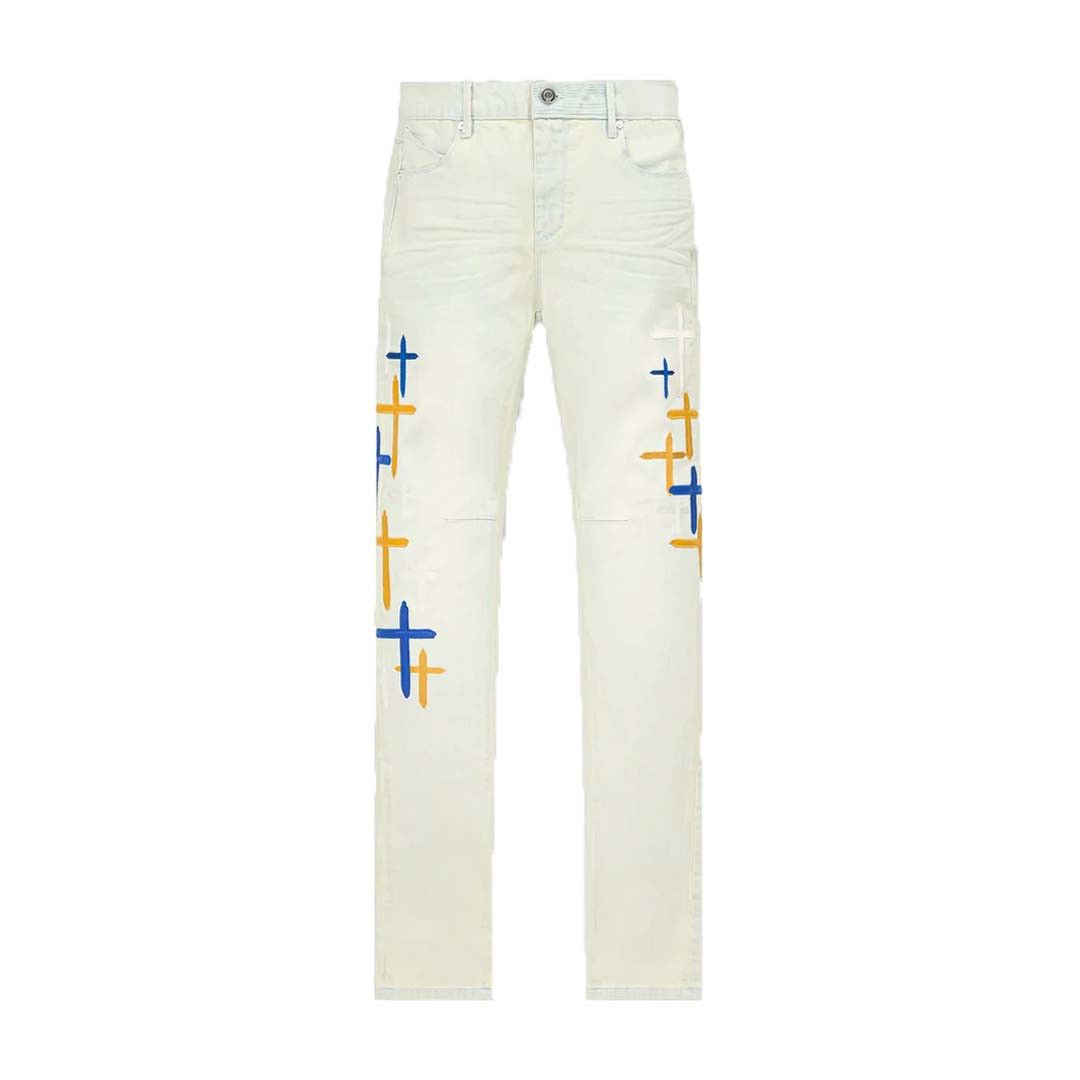 Rta Bryant Stormy Sky Cross White Jeans Size US 32 / EU 48 - 1 Thumbnail