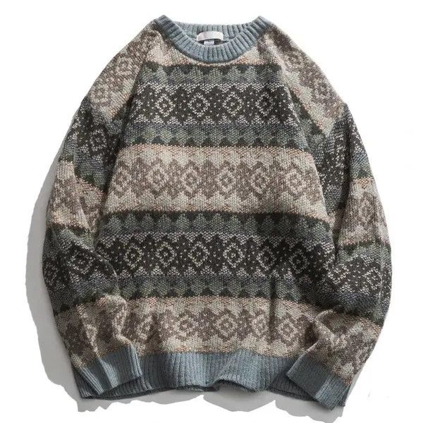 Japanese Brand × Vintage Geometric Patterned Pullover Harajuku Style Tops Sweater Size US L / EU 52-54 / 3 - 1 Thumbnail