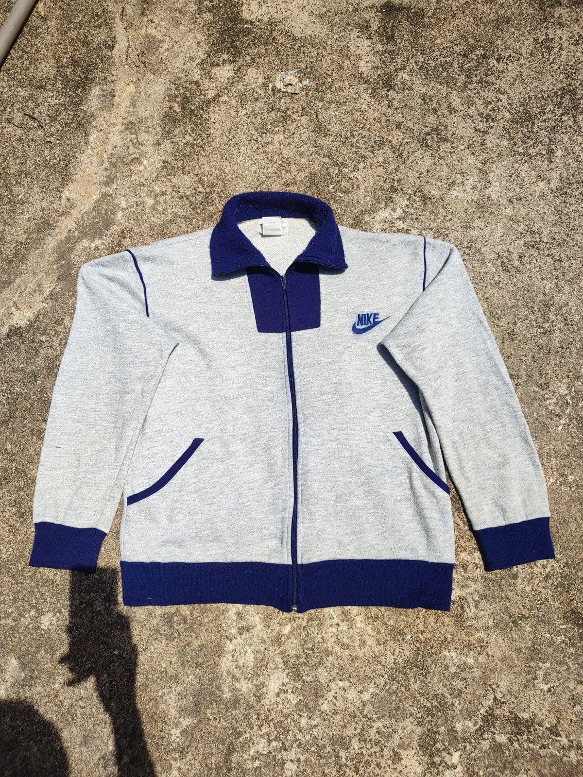 Vintage 80s Nike Sportswear Full-Zip Track Jacket Grey/Blue