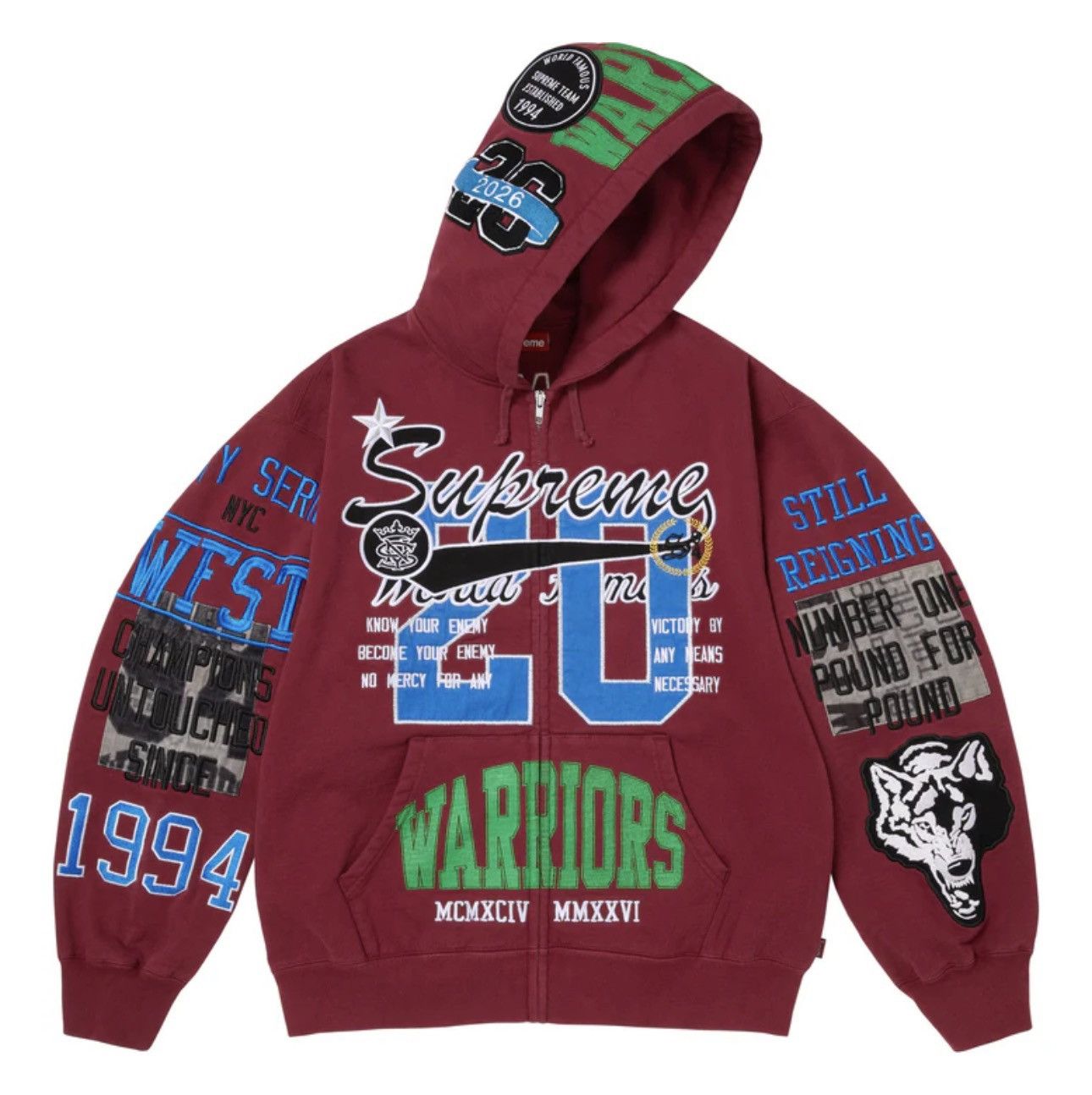 Supreme Supreme warriors applique zip up hoodie burgandy XL PRESALE Size US XL / EU 56 / 4 - 2 Thumbnail
