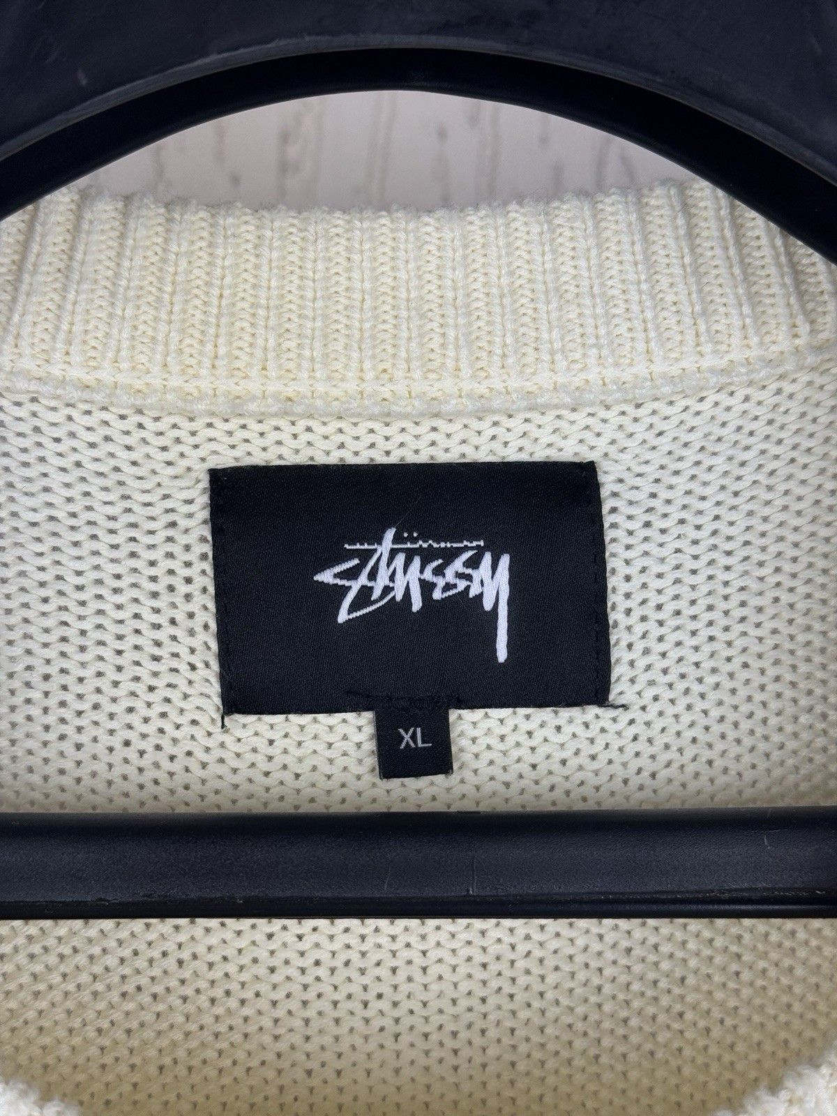 Stussy Gothic Sweater Stussy Cream White Swirl Knit Sweater Wool Size US XL / EU 56 / 4 - 5 Thumbnail