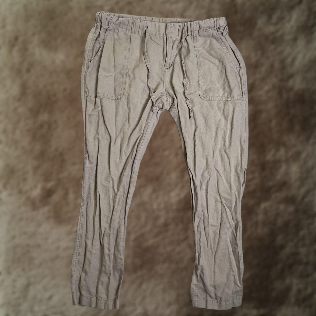 Vintage Columbia Linen Cotton Pants Mens Medium 27 Beige Elastic Waist Travel Casual Khakis Relaxed Pockets Lightweight Breathable Size 32" / US 10 / IT 46 - 1 Thumbnail