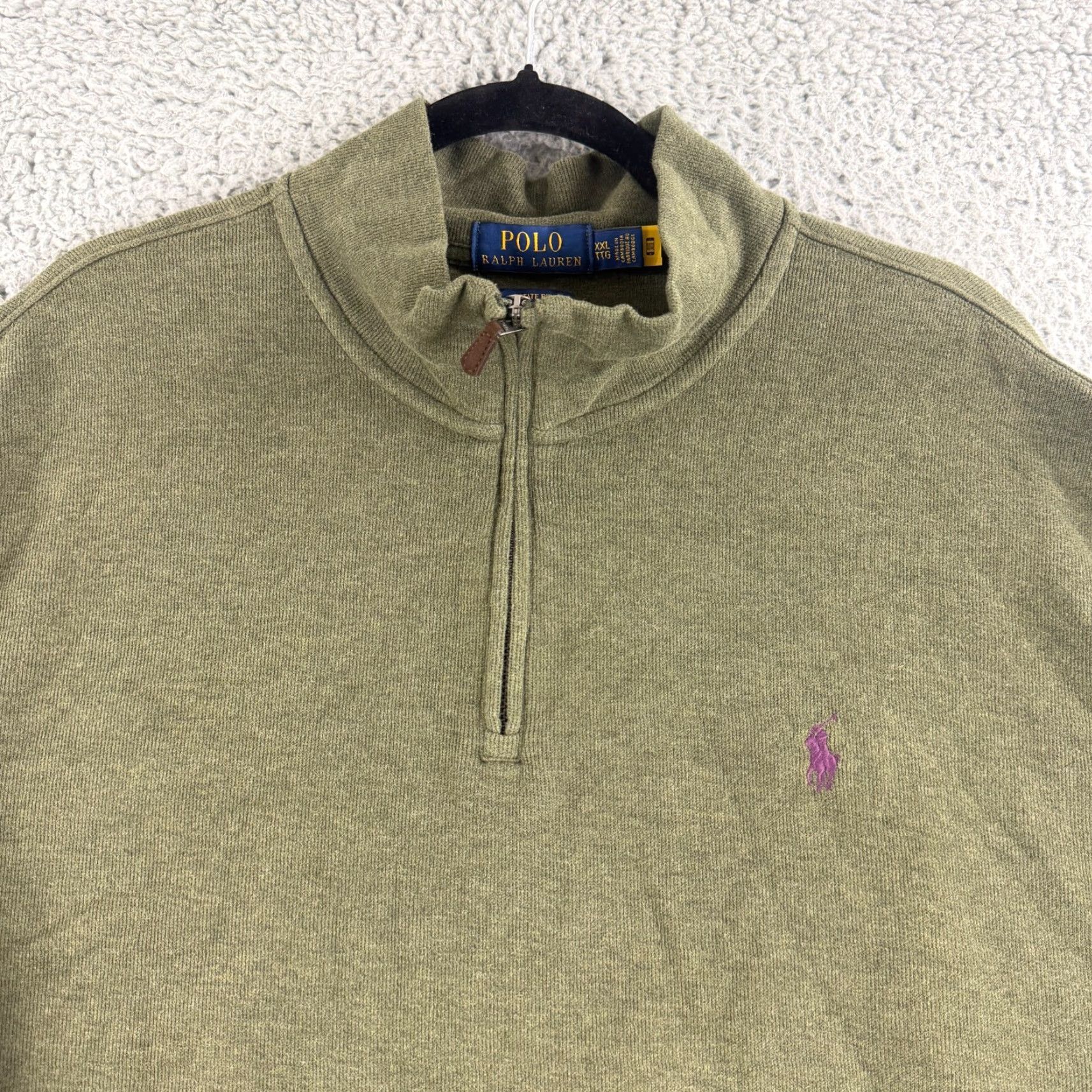 Polo Ralph Lauren Polo Ralph Lauren Sweater Mens 2XL Green 1/4 Zip Long Sleeve 100% Cotton Size US XXL / EU 58 / 5 - 2 Thumbnail