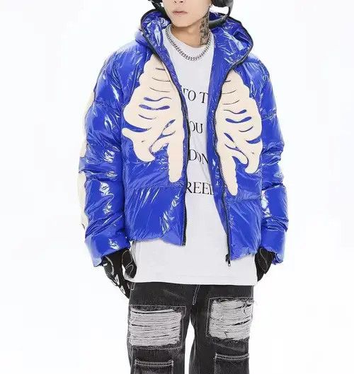 Japanese Brand Blue Skeleton Puffer Jacket Size US M / EU 48-50 / 2 - 2 Thumbnail