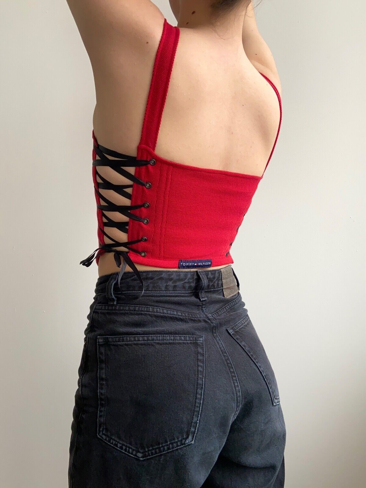 Handmade Handmade Tommy Hilfiger Red Women's Tank Crop Top Corset Size S / US 4 / IT 40 - 7 Thumbnail