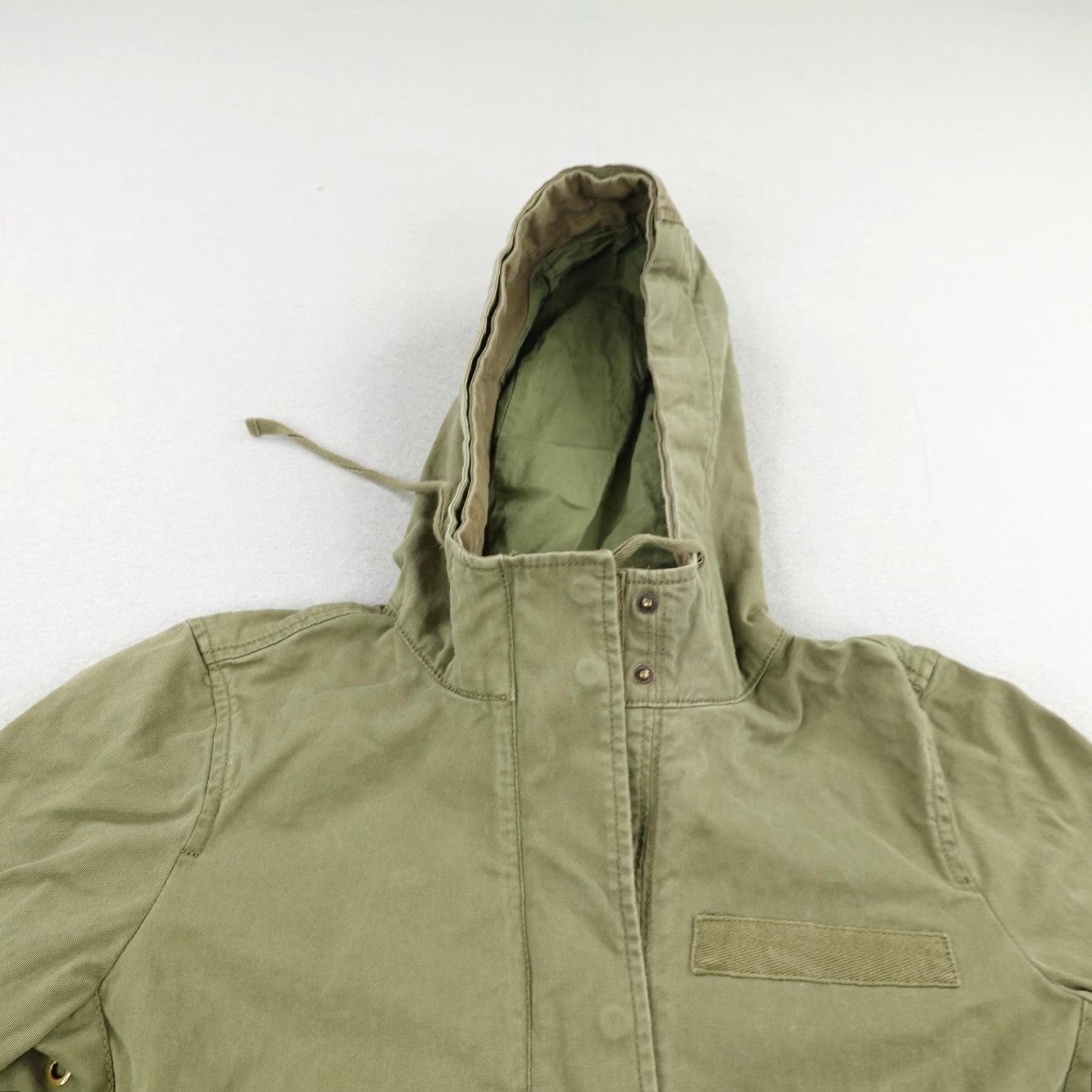 Gap VINTAGE Gap Women's Jacket XS Olive Green Military Fishtail Parka Hooded Canvas Outdoor Coat Size XS / US 0-2 / IT 36-38 - 2 Thumbnail
