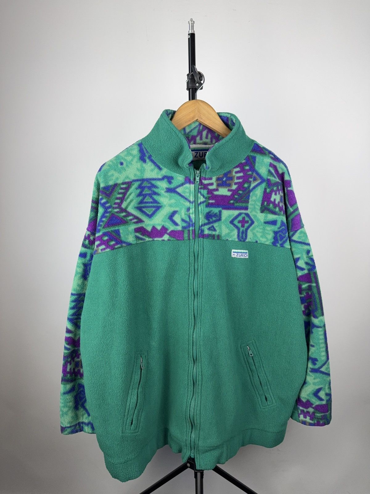 Vintage Vintage Zurich Fleece Jacket Tribal Aztec Pattern 90s Size US L / EU 52-54 / 3 - 1 Thumbnail