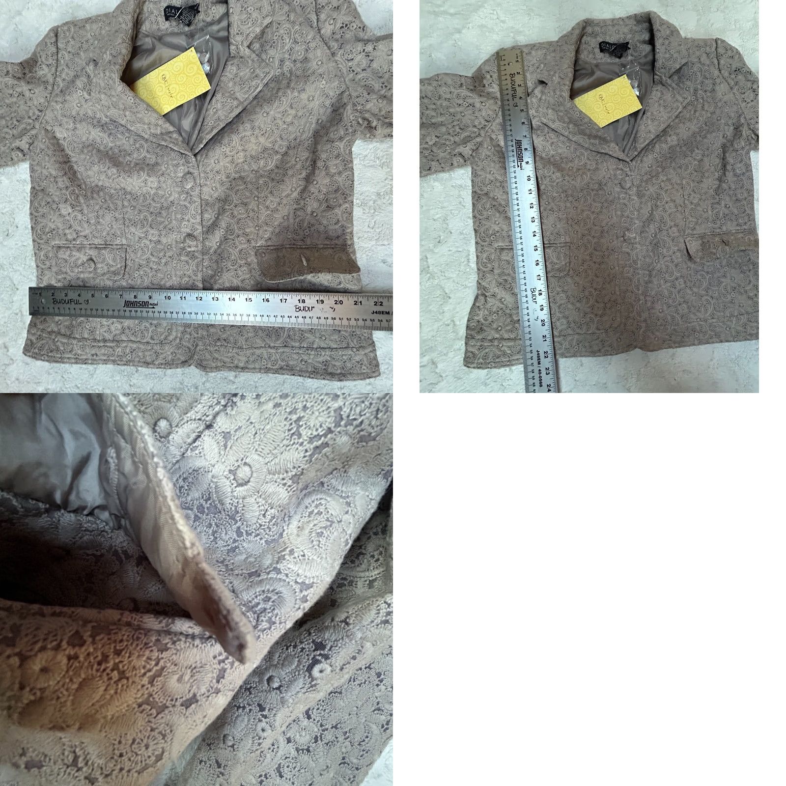 Vintage New Dialogue Beige Embroidered Lace Two-Button Blazer Jacket Womens Large Size L Size L / US 10 / IT 46 - 8 Thumbnail