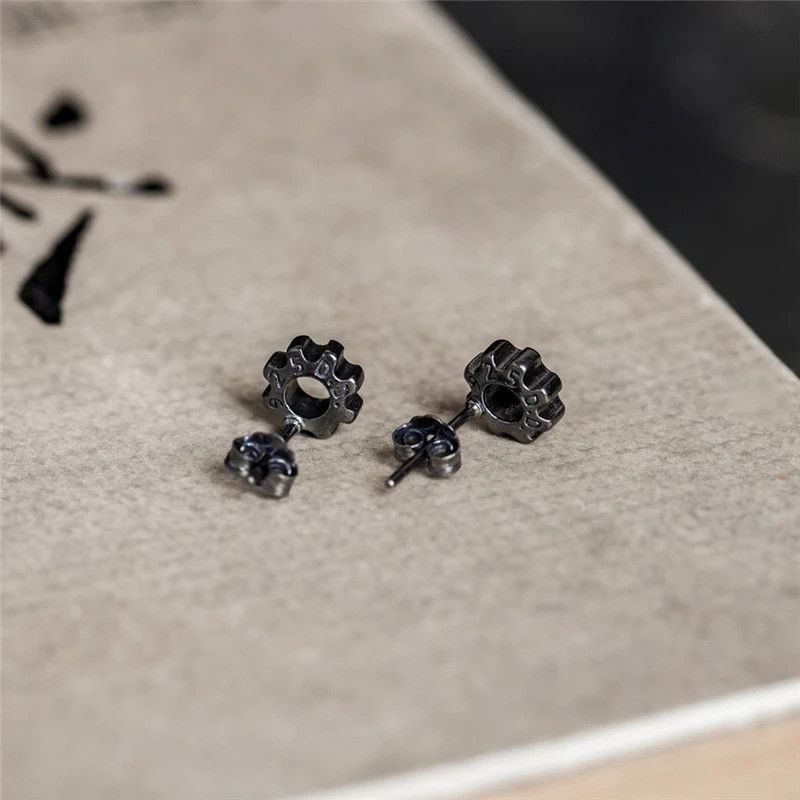 Jewelry Steampunk Gear Stud Earrings 925 Sterling Silver Ear Gift Size ONE SIZE - 3 Thumbnail