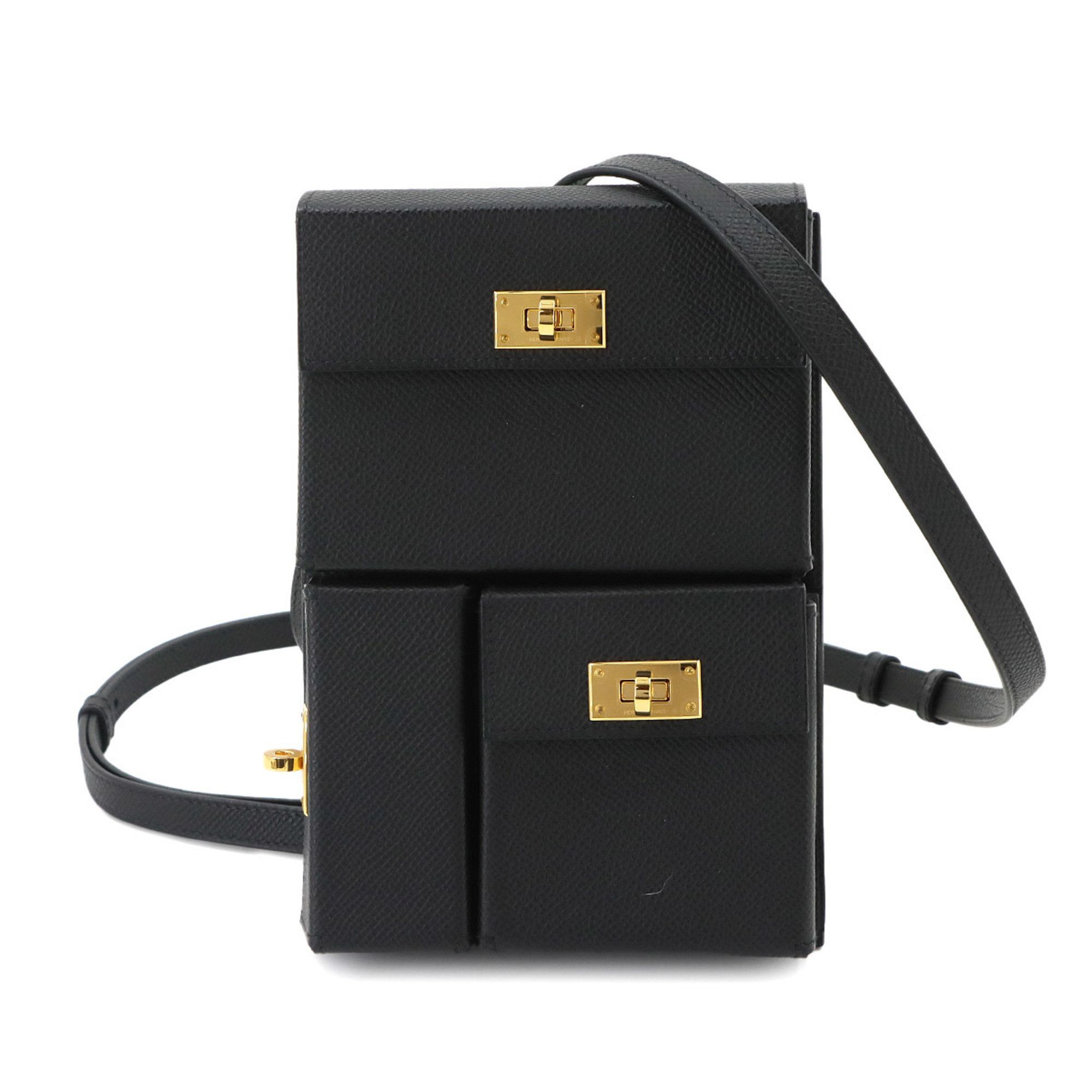 Hermes Hermes Kelly Multipocket To Go Handbag Pouch, Epsom Leather, Black, Shoulder Bag, W Stamp, Gold Hardware. Size ONE SIZE - 1 Thumbnail