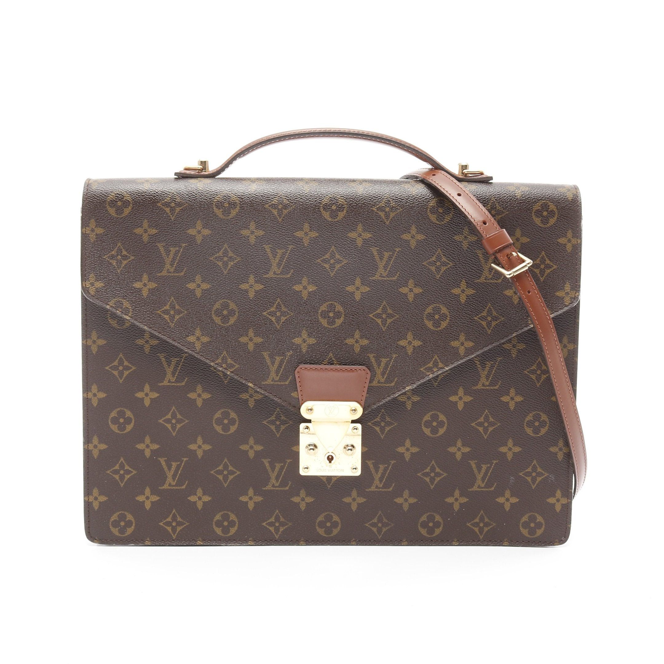 Louis Vuitton Louis Vuitton Porte Document Monogram Briefcase Business Bag Leather Brown Size ONE SIZE - 1 Thumbnail