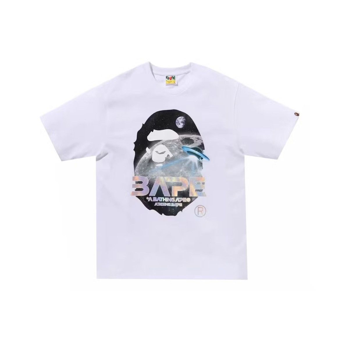 image of Bape Moon Photo Ape Head Tee White, Men's (Size Medium)