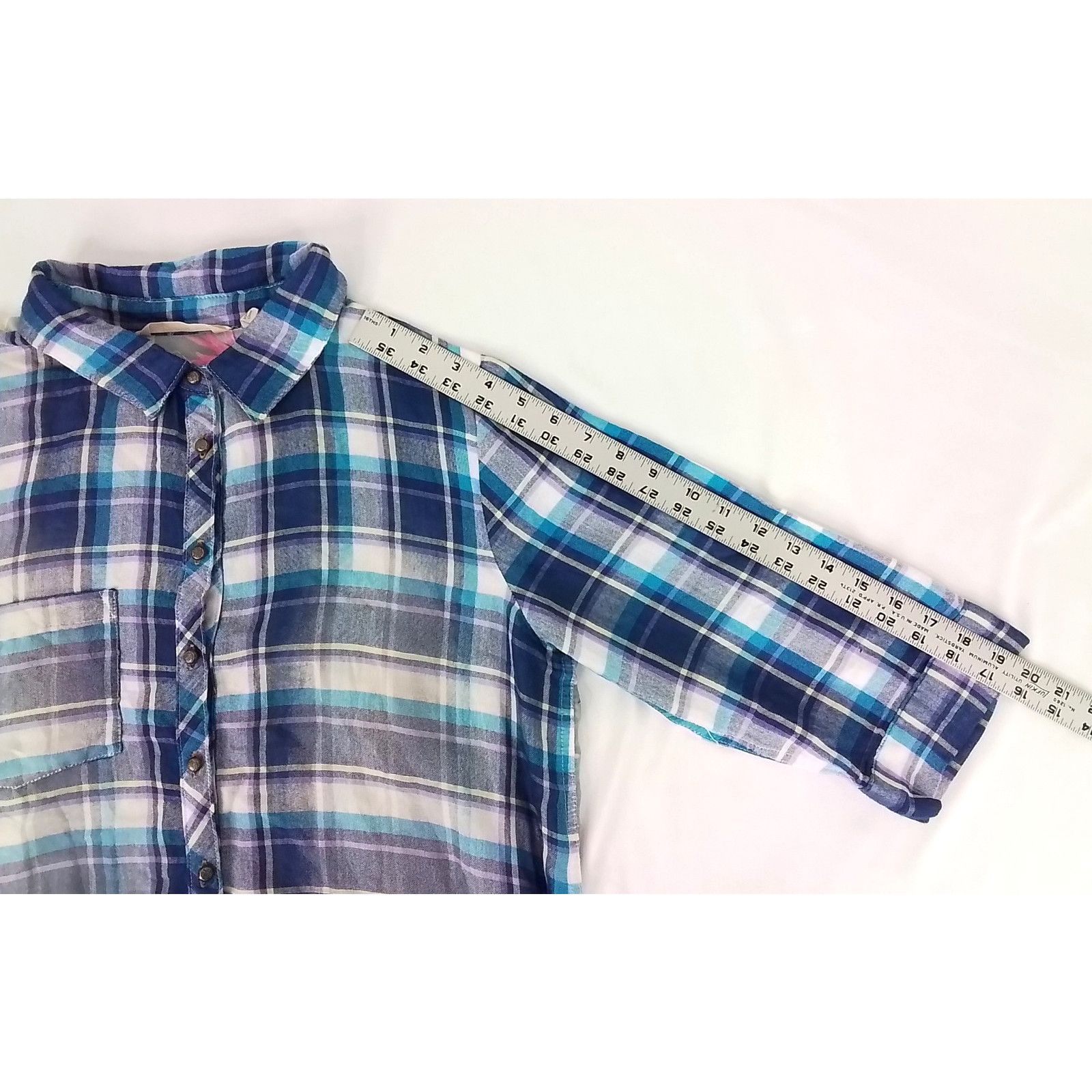 Soft Surroundings Soft Surroundings Women's M Plaid Floral Button Up Blouse Size M / US 6-8 / IT 42-44 - 12 Thumbnail
