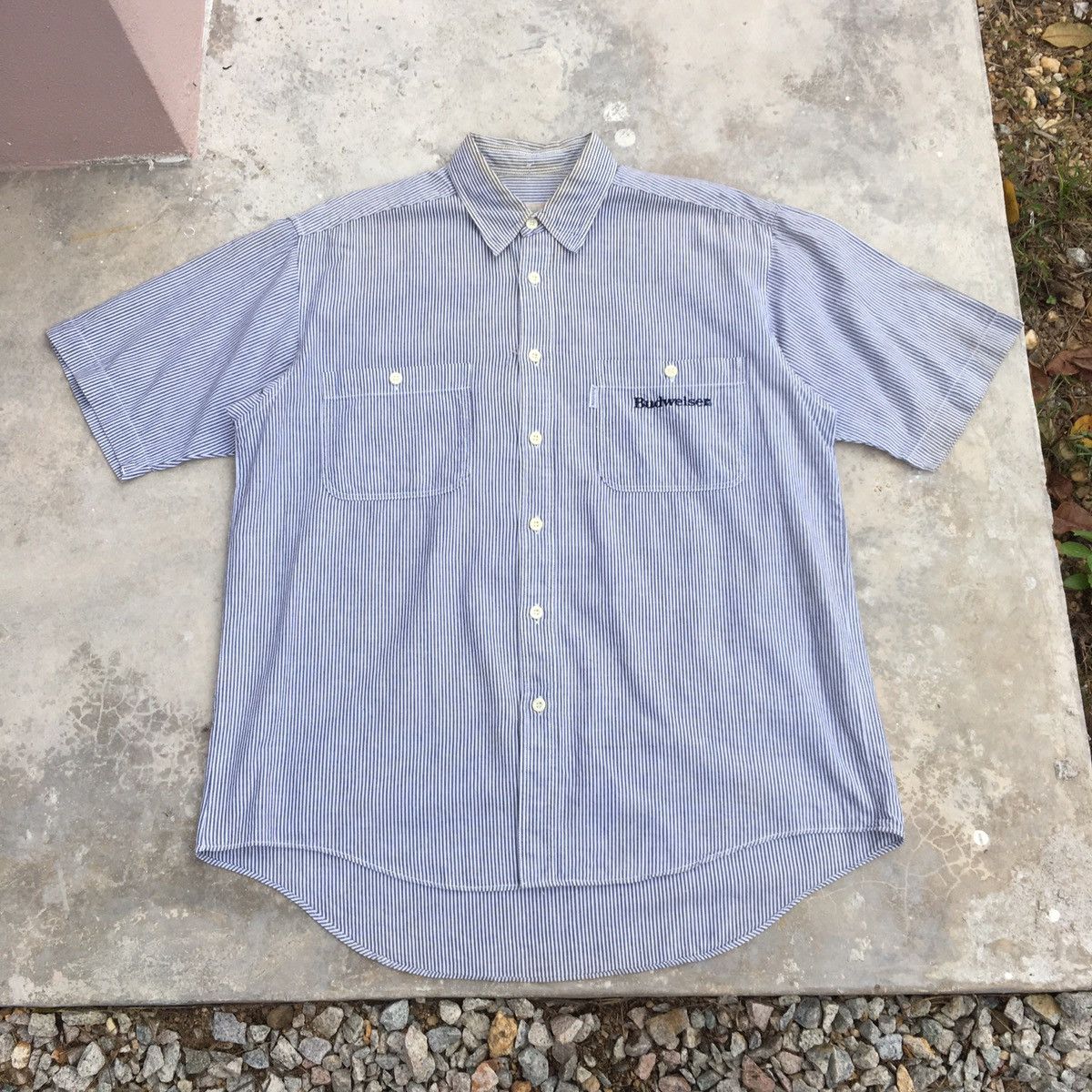 Budweiser Very Rare Vintage BUDWEISER Stripes Button Ups Size US L / EU 52-54 / 3 - 1 Thumbnail