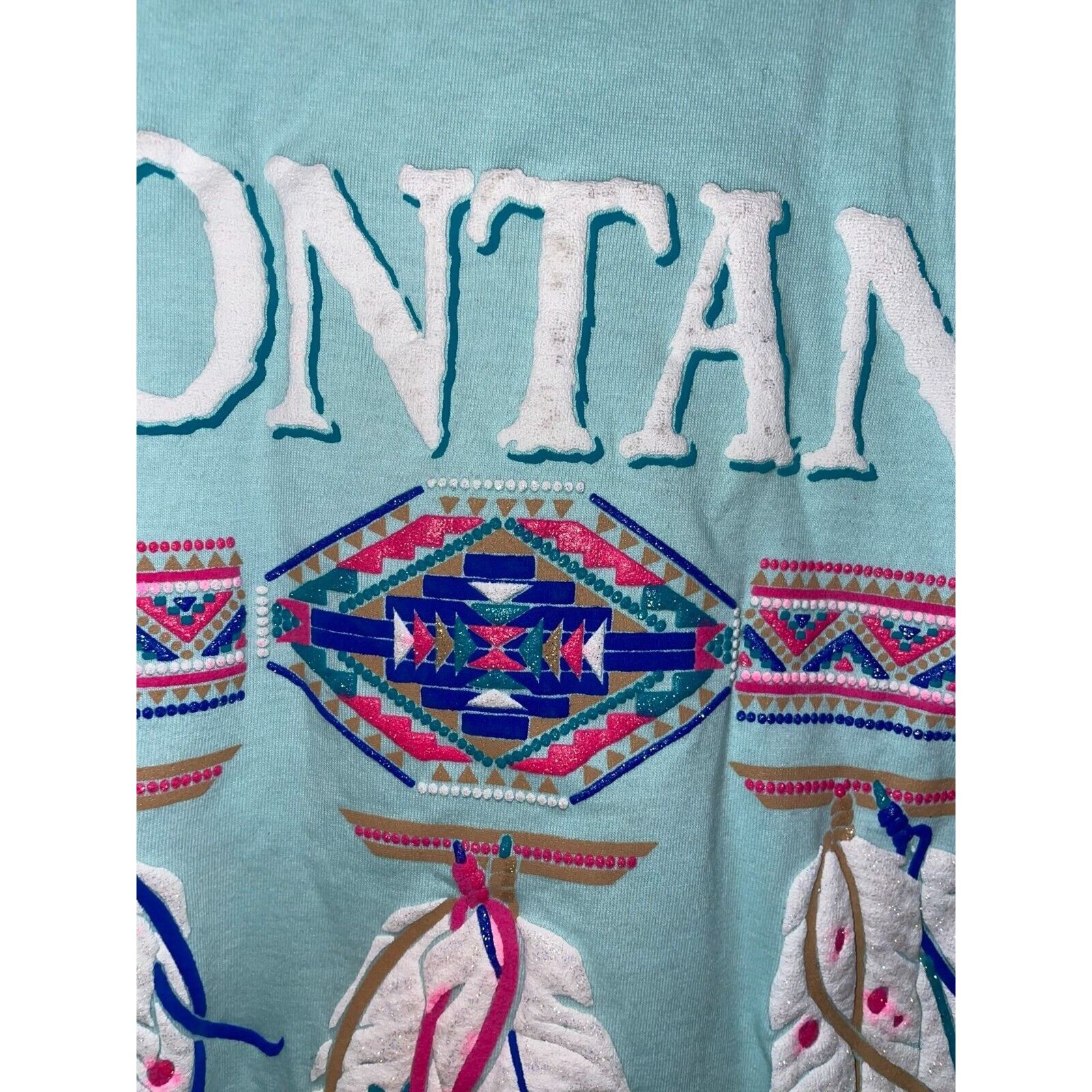 Jerzees Vintage Montana Shirt Native American Feather Tee VTG 90s L Size US L / EU 52-54 / 3 - 3 Thumbnail