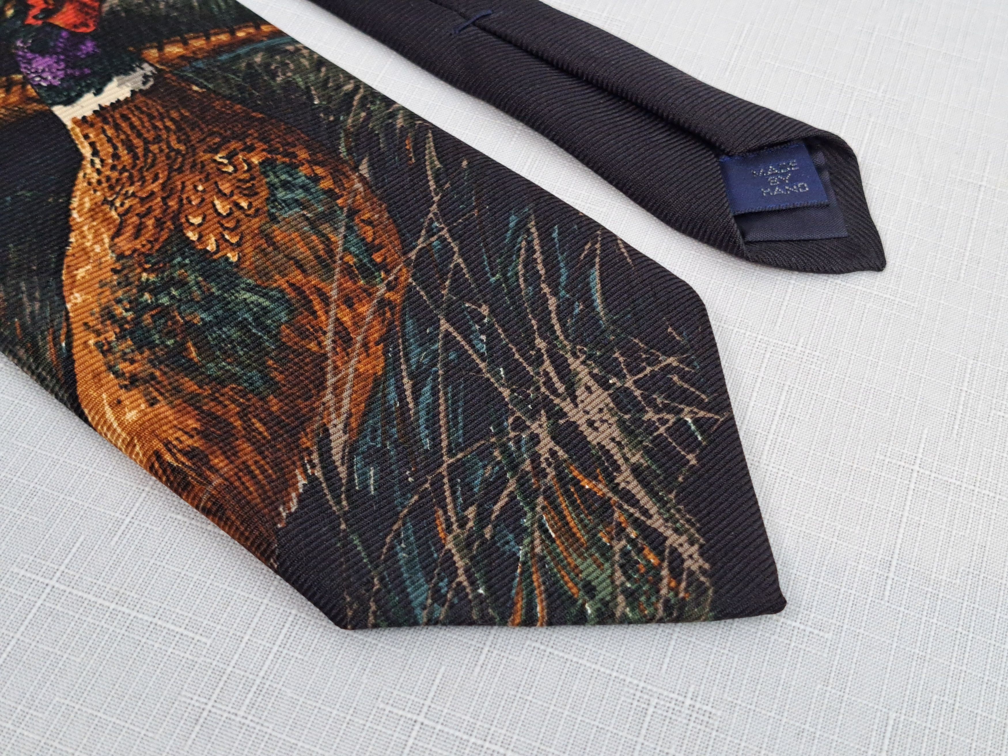 Polo Ralph Lauren Polo by Ralph Lauren rare pheasant print silk handmade tie. Size ONE SIZE - 5 Thumbnail