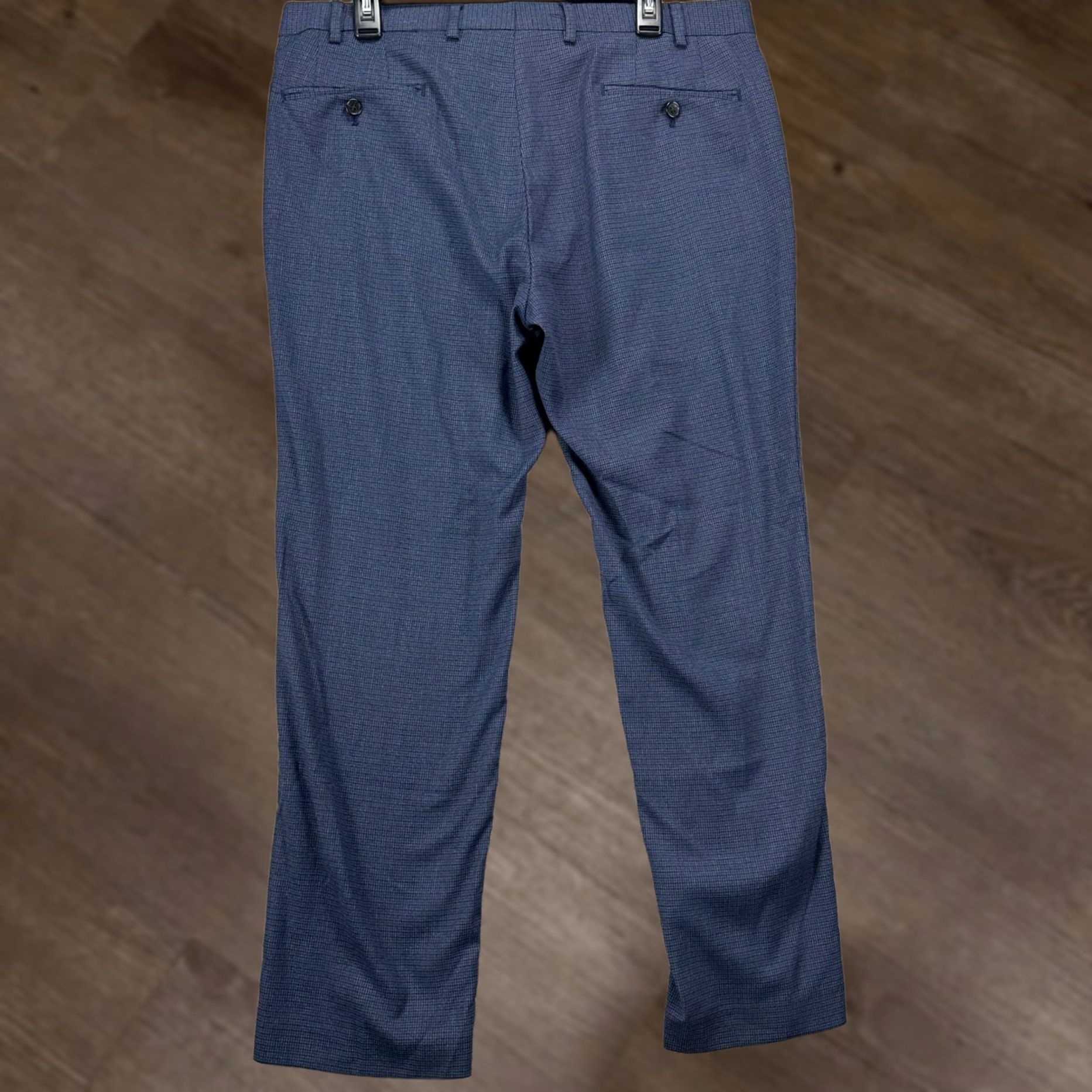 Ralph Lauren Lauren Ralph Lauren Dress Pants Mens 36X29 Blue Flat Front Houndstooth Stretch Pants Flat Front Classic Dress Pants Men Blues Size US 36 / EU 52 - 1 Thumbnail
