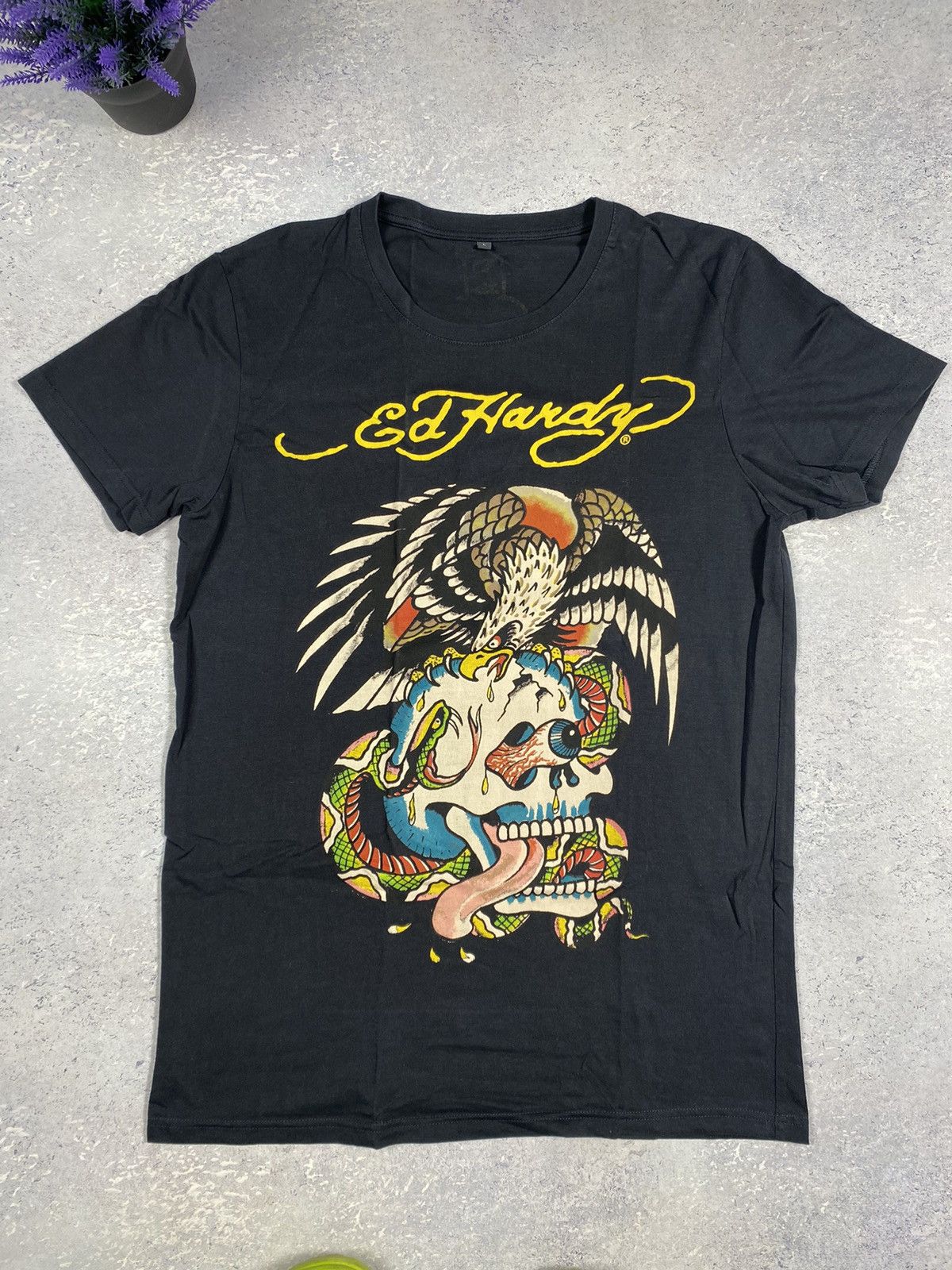 Ed Hardy Ed Hardy Men’s Black T-shirt With Big Logo Size Large Size US L / EU 52-54 / 3 - 3 Thumbnail