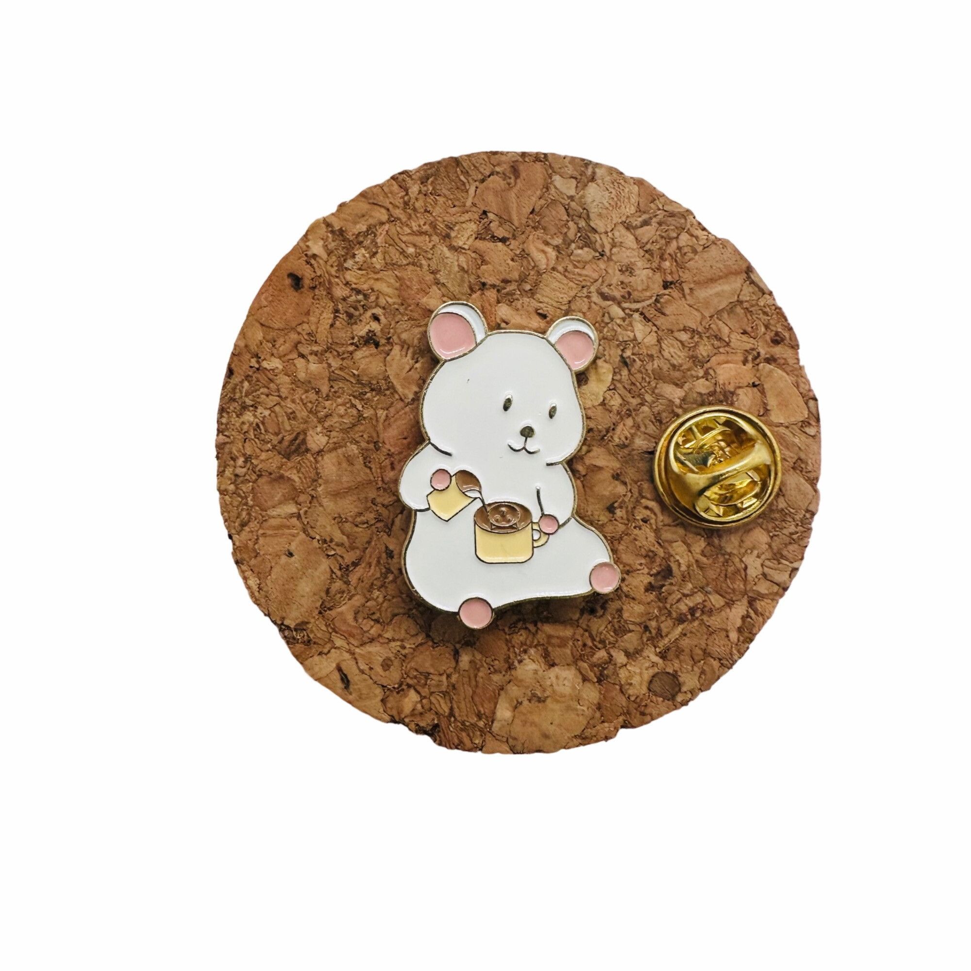 Other ☀️Enamel Pins Brooches Cartoon White Bear Drinking Coffe Bad Size ONE SIZE - 2 Thumbnail