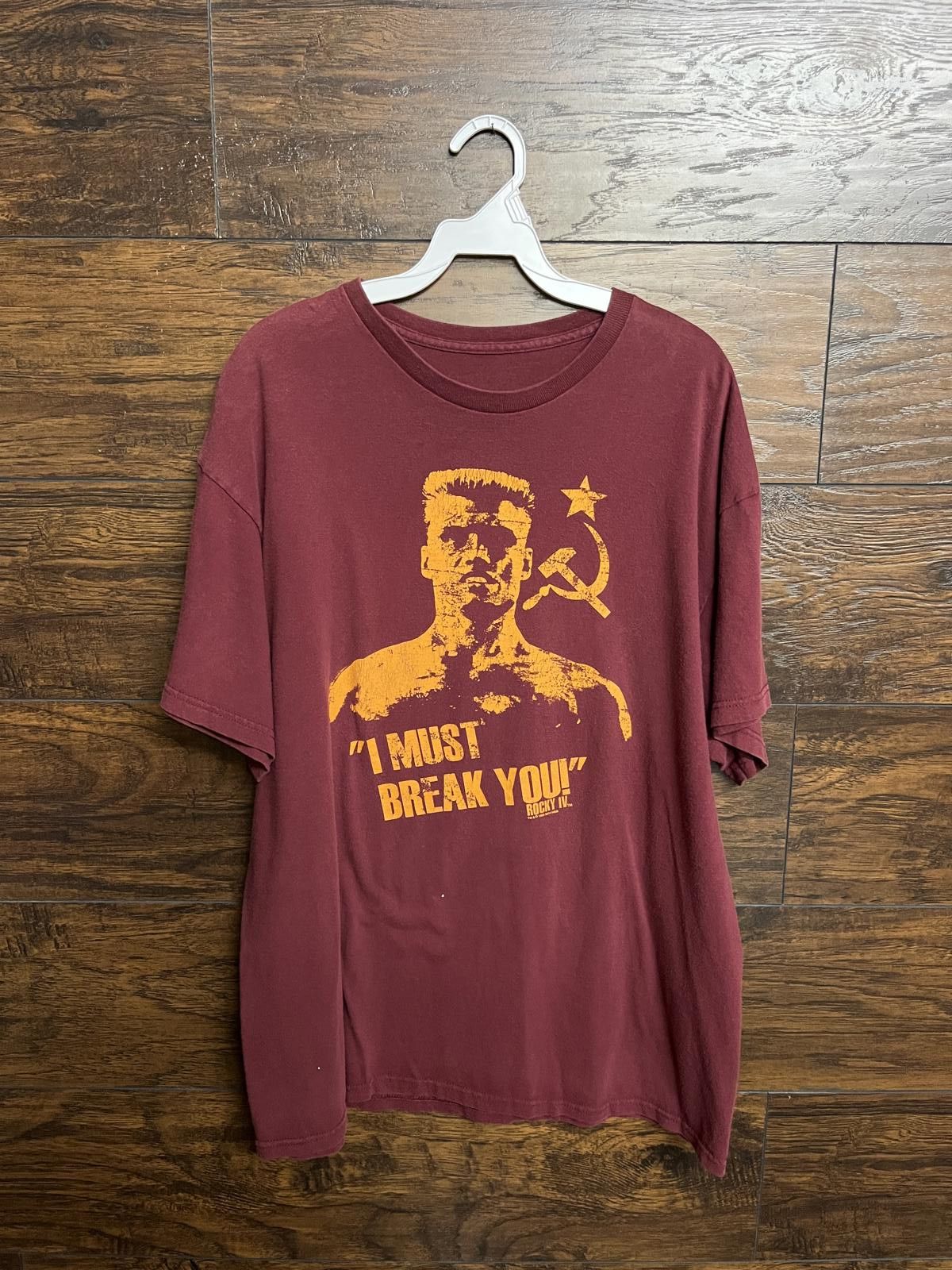 Designer VTG Rocky IV Movie T-shirt Dolph Lundgren I Must Break You Size US XL / EU 56 / 4 - 1 Thumbnail