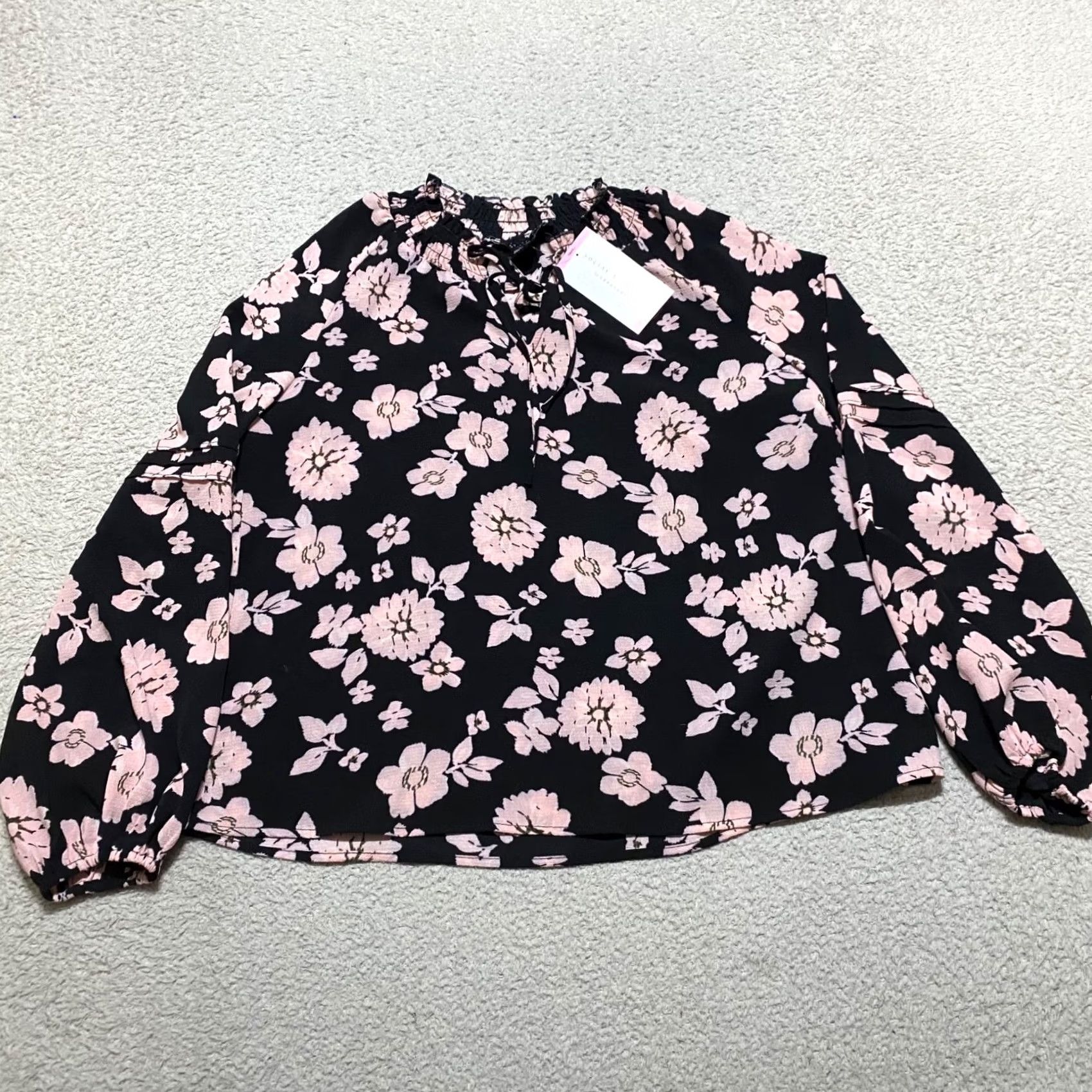 Sanctuary Social Standard by Sanctuary Shirt Womens Small Black Floral Peasant NWT Size S / US 4 / IT 40 - 2 Thumbnail