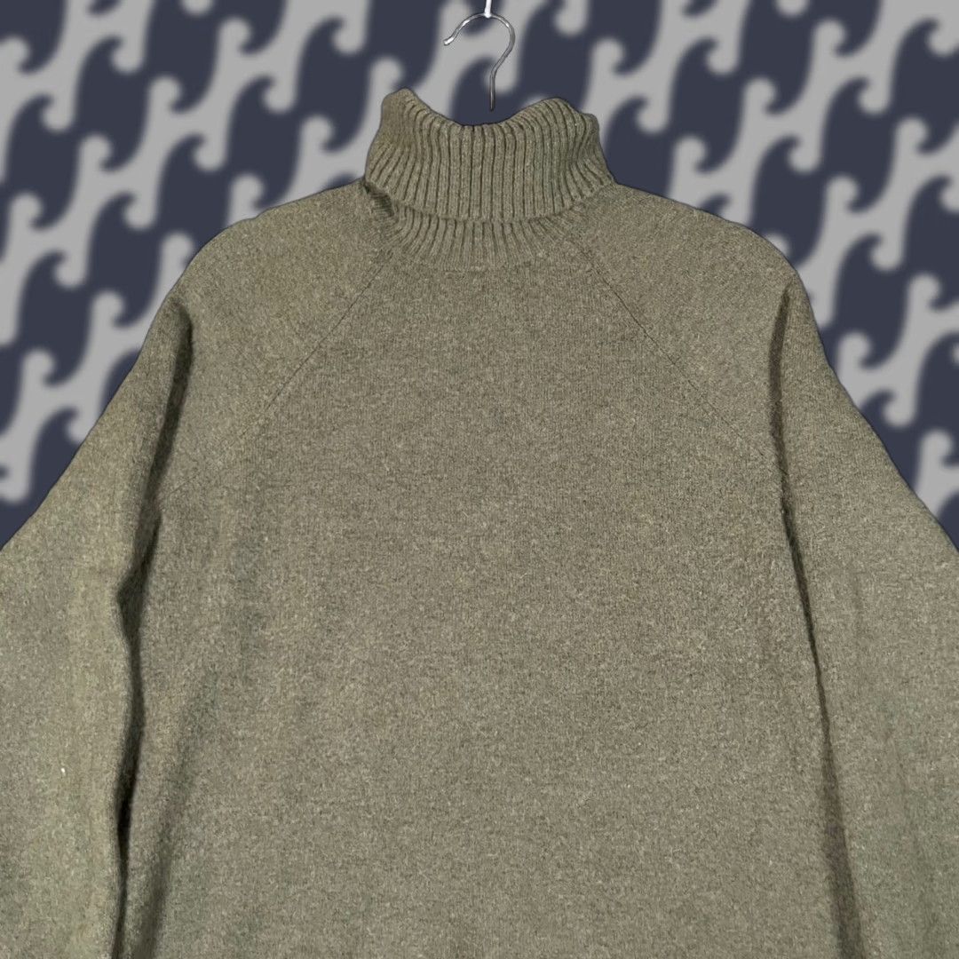 J.Crew J.Crew Olive Green Wool Alpaca Blend Turtleneck Raglan High-Low Sweater Small Women Knit Manchester? Size S / US 4 / IT 40 - 1 Thumbnail
