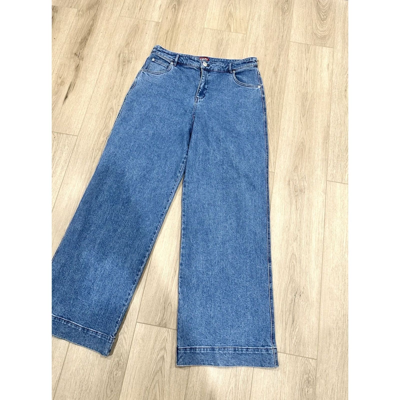 Staud STAUD Blue Denim Wide-Leg Jeans Women's 12 Jeans Blue Wide-Leg 33in Inseam Womens Denim Pant) Size 34" / US 12 / IT 48 - 2 Thumbnail