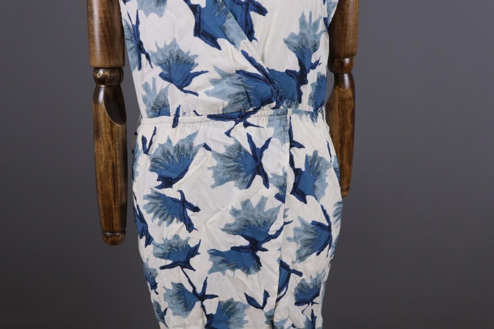 Gianni Valentino Ganni White Floral Short Sleeve V-Neck Peged Dress Size S Size S / US 4 / IT 40 - 3 Thumbnail