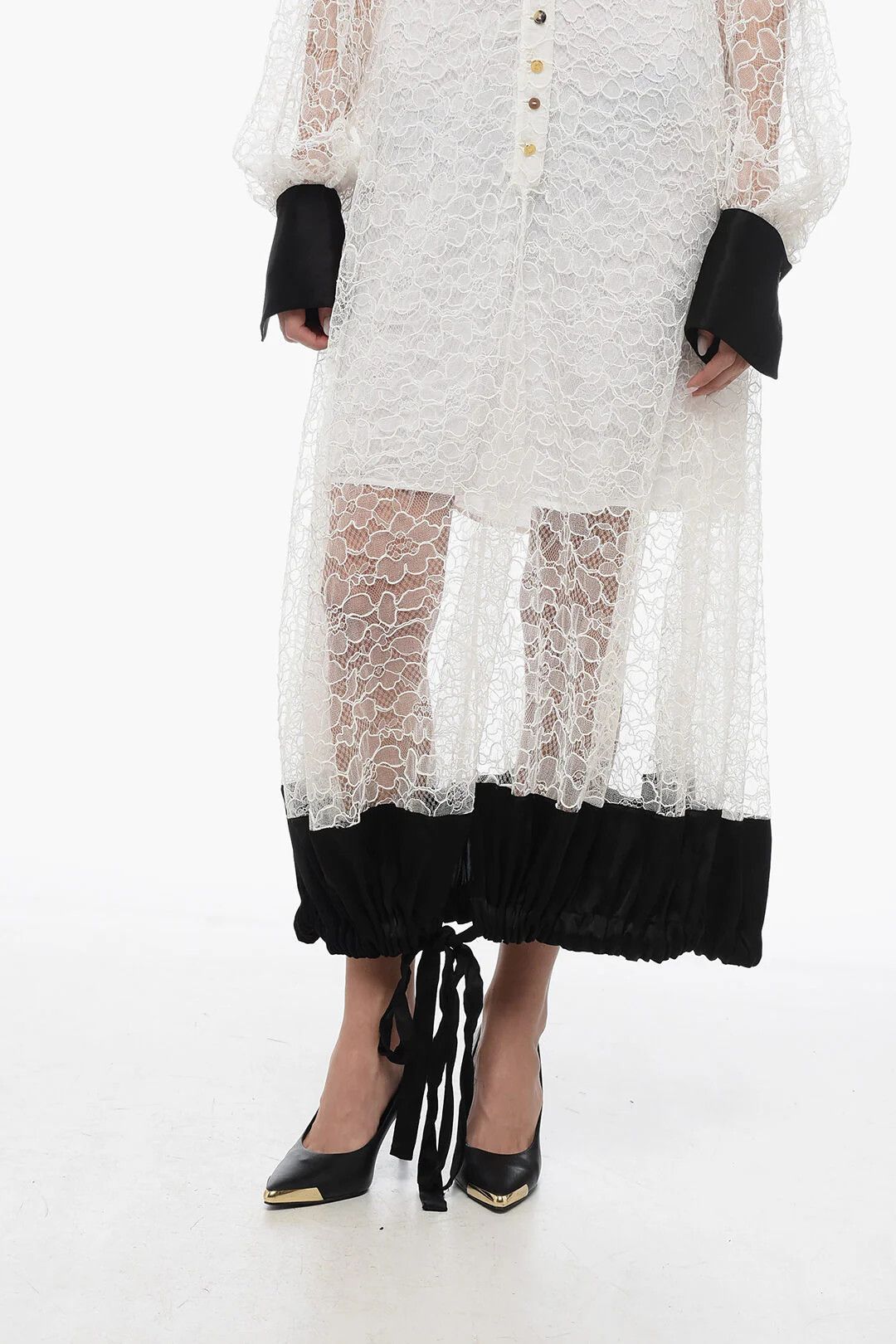 Loewe og1mm0426 Lace Shirt Dress in White Size M / US 6-8 / IT 42-44 - 4 Thumbnail