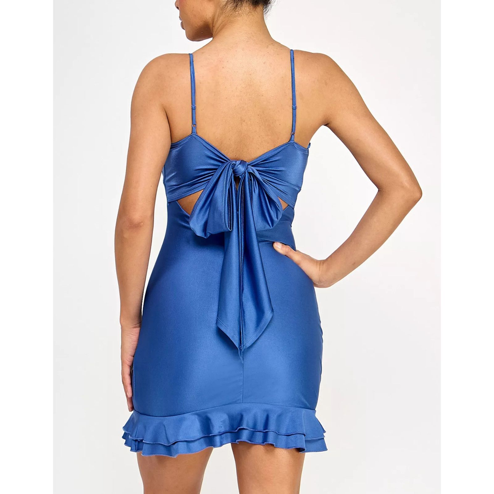 Other City Studios Juniors' Ruched Ruffled Bodycon, Dark Blue, S Size S / US 4 / IT 40 - 2 Thumbnail
