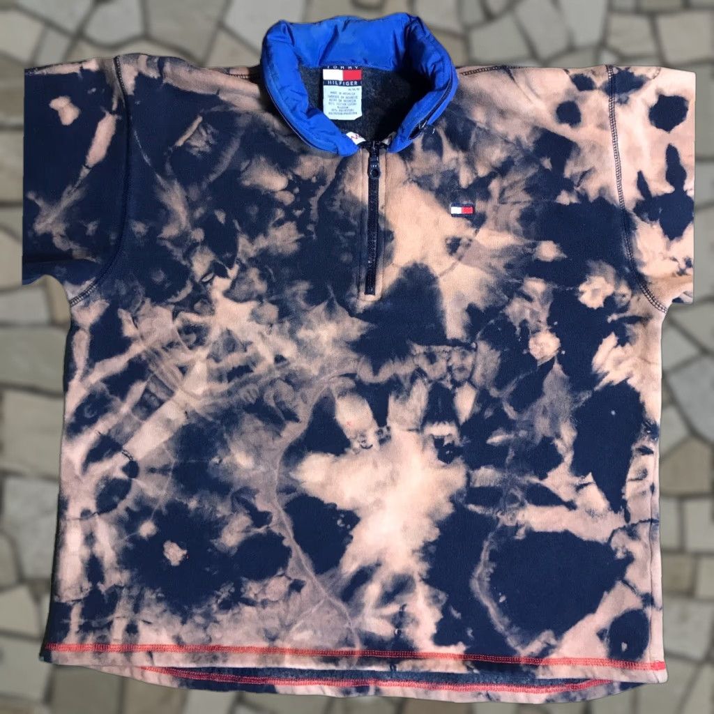 Tommy Hilfiger Tommy Hilfiger Sweatshirt Women M Tie Dye Hooded 1/4 Zip Pullover Long Sleeve Blue Cotton Blend Logo Sports Size M / US 6-8 / IT 42-44 - 1 Thumbnail