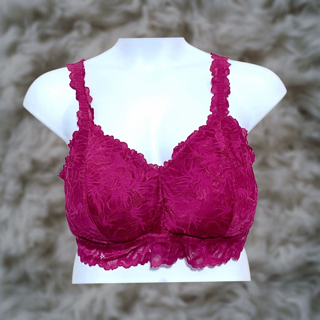 Vintage Maurices Fuchsia Pink Lace Bralette 3XL Racerback NWT Bra Womens Size ONE SIZE - 1 Thumbnail