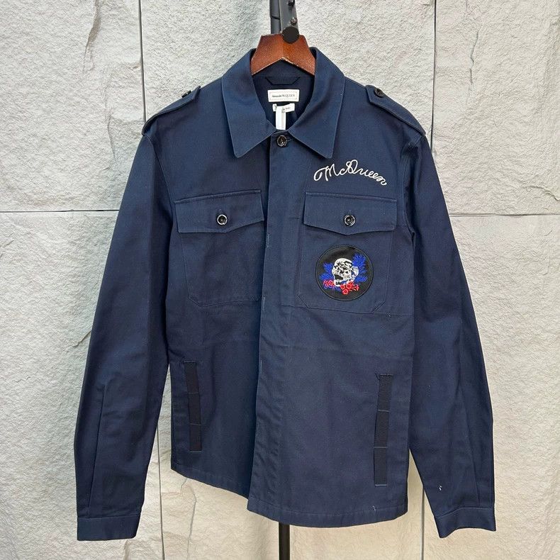 Alexander McQUEEN size 15+ Deep blue skull embroidered den