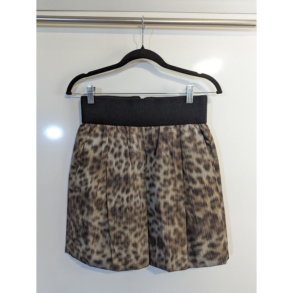 Veronica Beard Pull on silk mini skirt cheetah print | sz 1 XXS Size 24" / US 00 / IT 34 - 3 Thumbnail