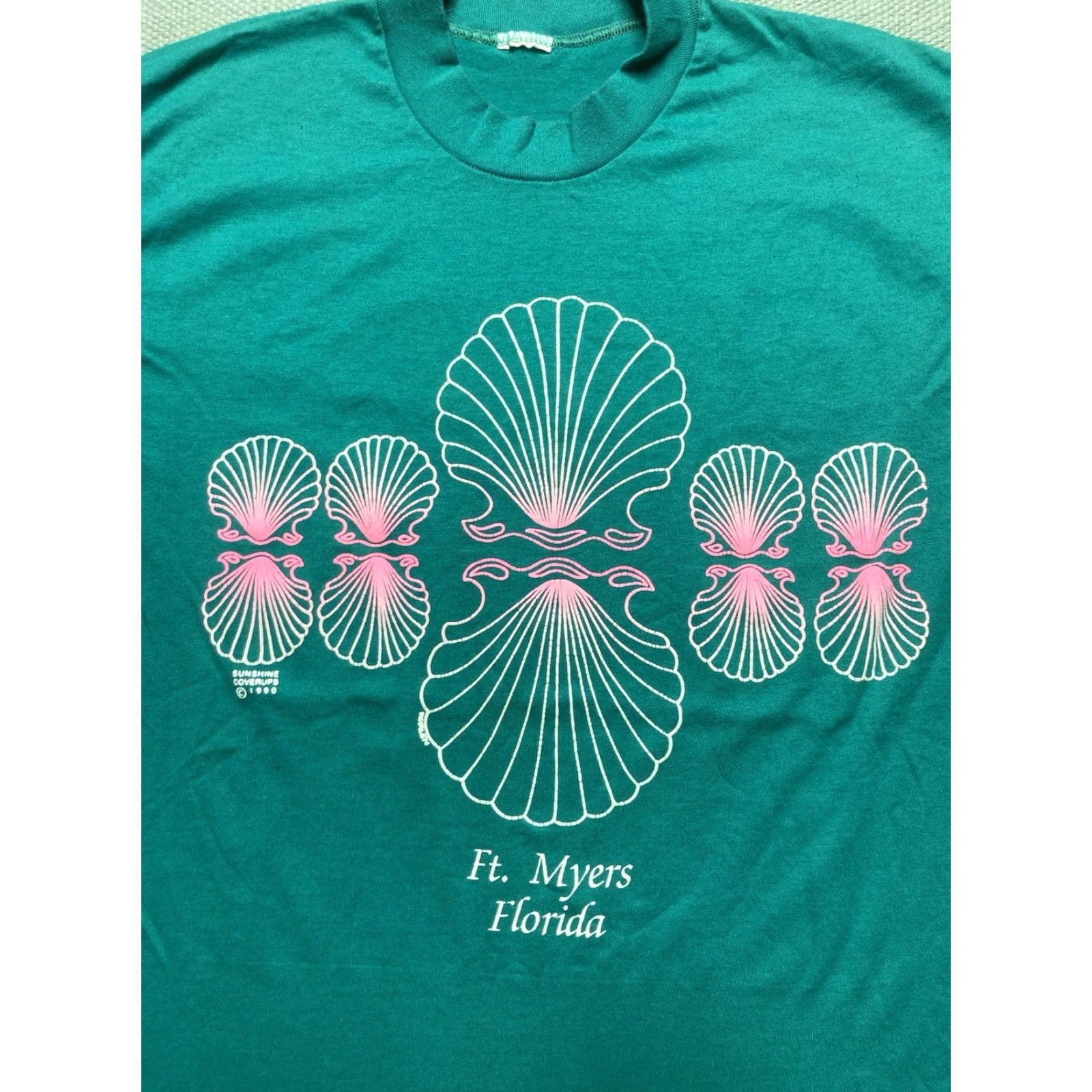 Vintage VINTAGE 90s Graphic T-Shirt Men Green Adult Medium Fort Myers Florida Beach Seashells M & M Shirt Mens Size US M / EU 48-50 / 2 - 2 Thumbnail