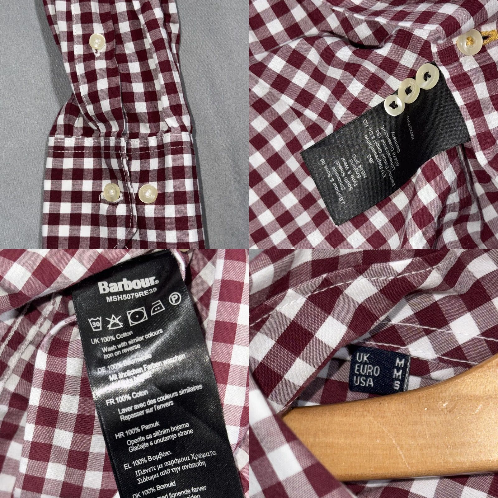 Barbour Barbour Shirt Mens Small Red White Gingham Tailored Fit Button Down Cotton Size US M / EU 48-50 / 2 - 8 Thumbnail