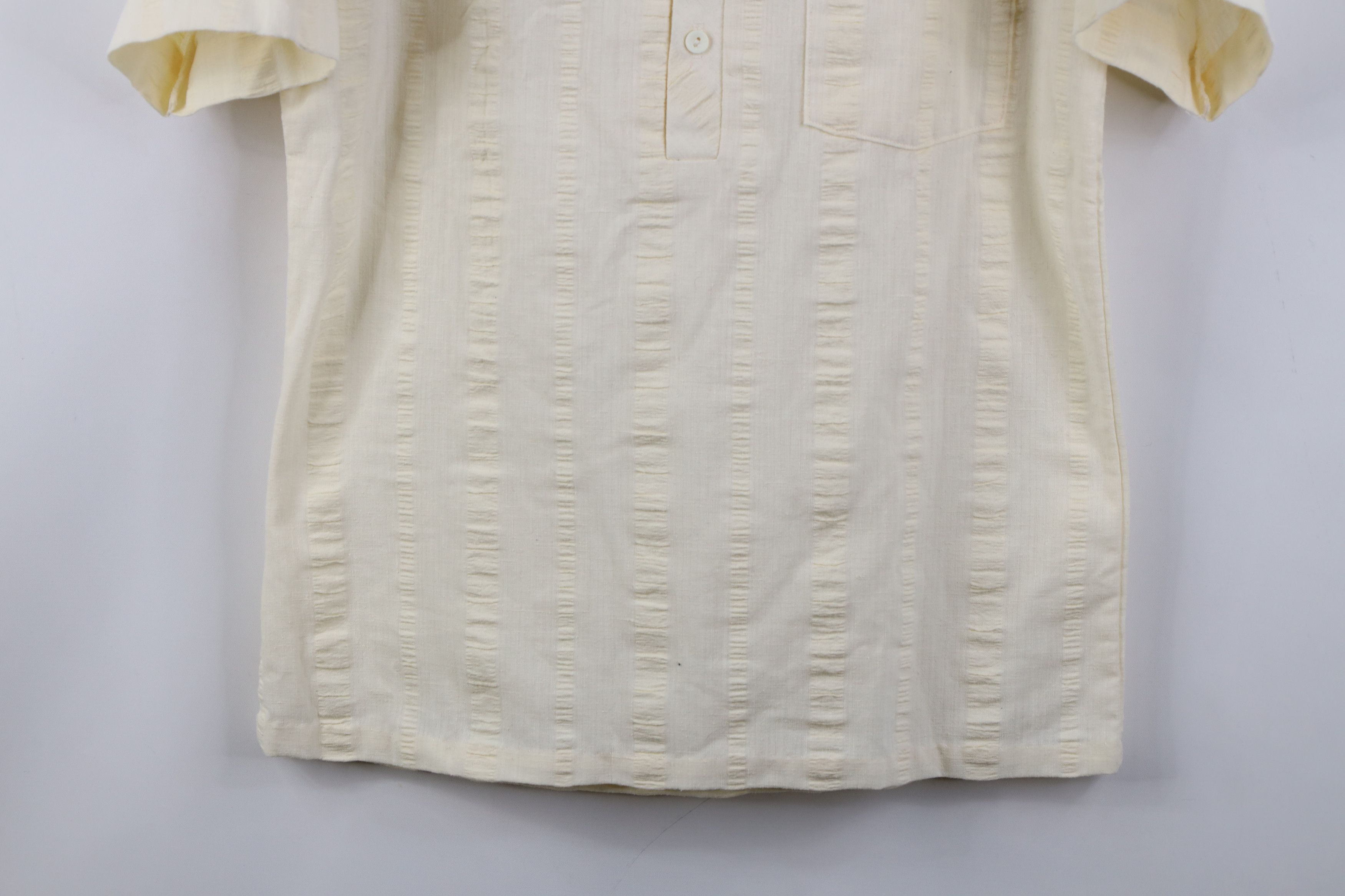 Vintage Vintage 70s Streetwear Band Collar Henley T-Shirt Cream USA Size US M / EU 48-50 / 2 - 3 Thumbnail