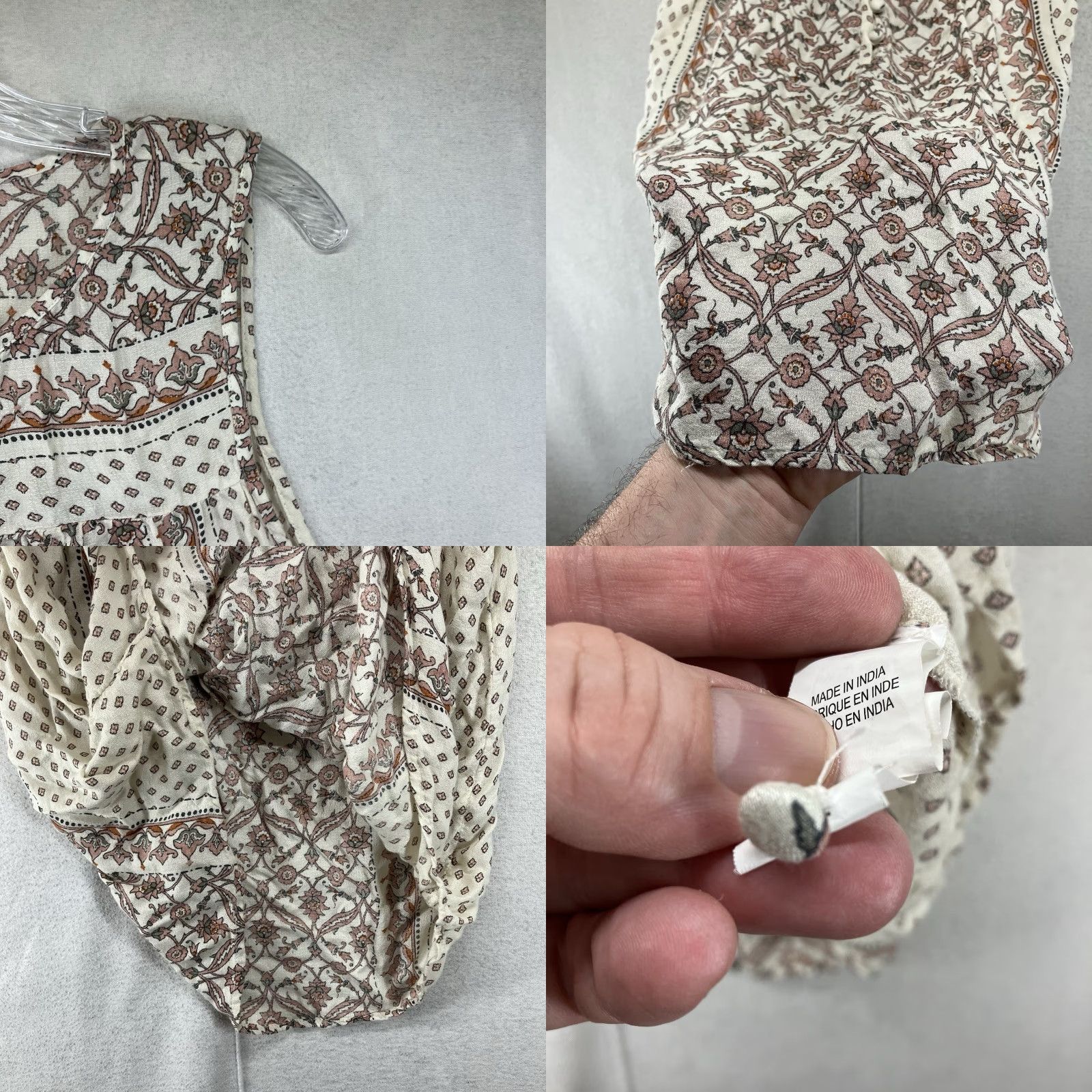 Lucky Brand Lucky Brand Tank Women M Beige Viscose Button Front 90s Geometric Daisy Boho Casual Summer Womens Size M / US 6-8 / IT 42-44 - 8 Thumbnail