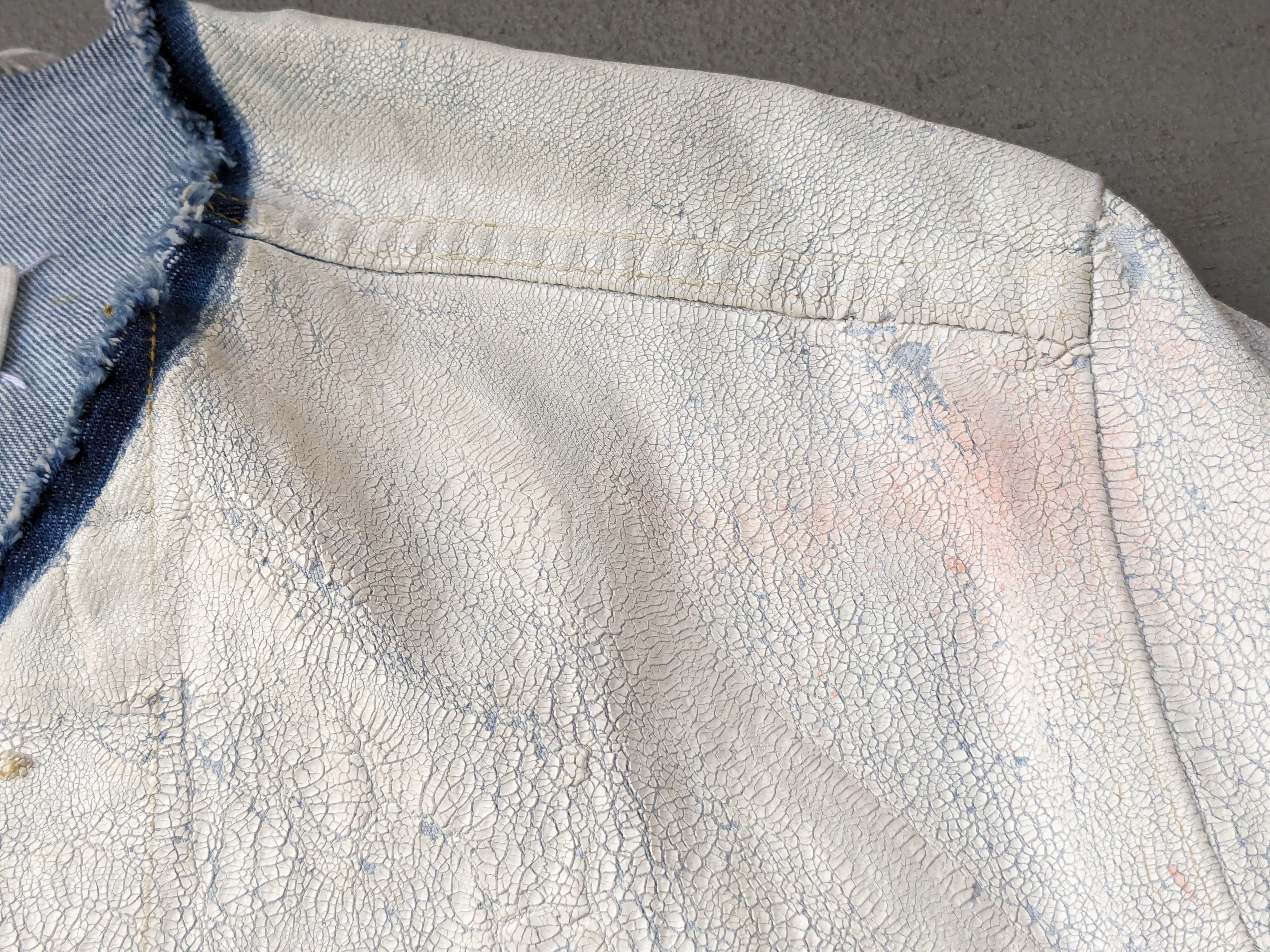 Maison Margiela Maison Margiela Denim Jacket White Paint Blue 46 Collarless Size US M / EU 48-50 / 2 - 4 Thumbnail