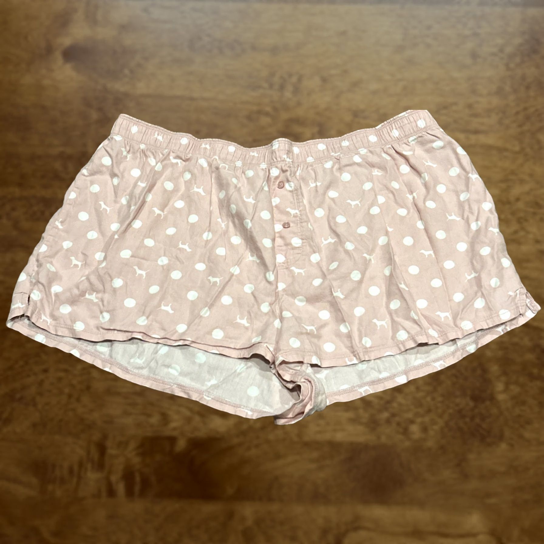 Victoria's Secret Victoria’s Secret Pink Women’s XL Sleep Shorts Polka Dot Knit Cotton Polyester Logo Logo A31 Pink Stripes? Size 40" / US 18 - 1 Thumbnail