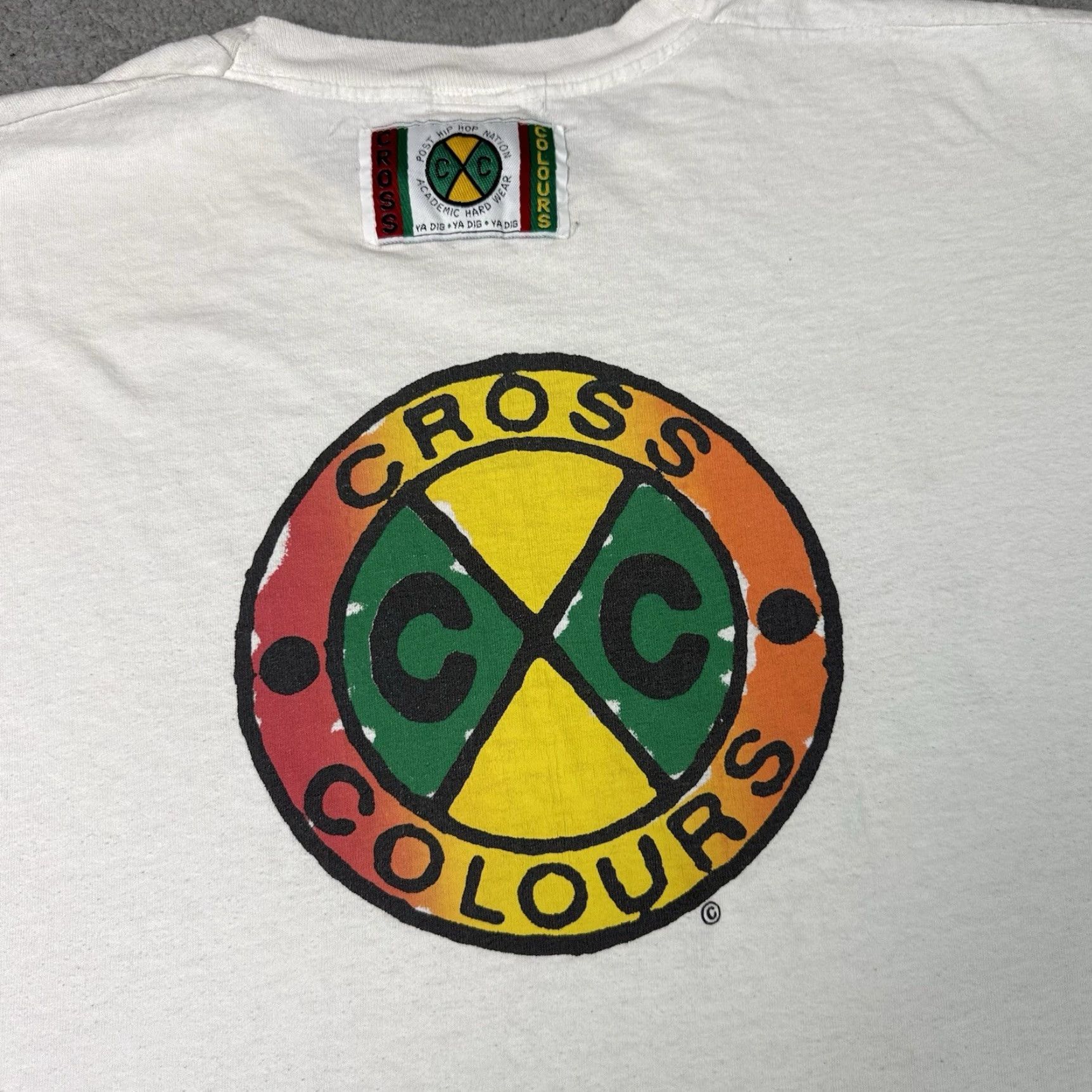 Vintage VINTAGE Cross Colours T Shirt Mens XL White 80s 90s Hip Hop Graphic Print Short Sleeve Crew Neck Cotton Size US XL / EU 56 / 4 - 7 Thumbnail