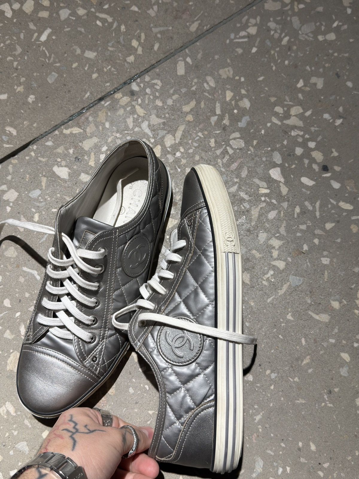 Chanel Chanel silver sneakers Size US 10 / IT 40 - 4 Thumbnail