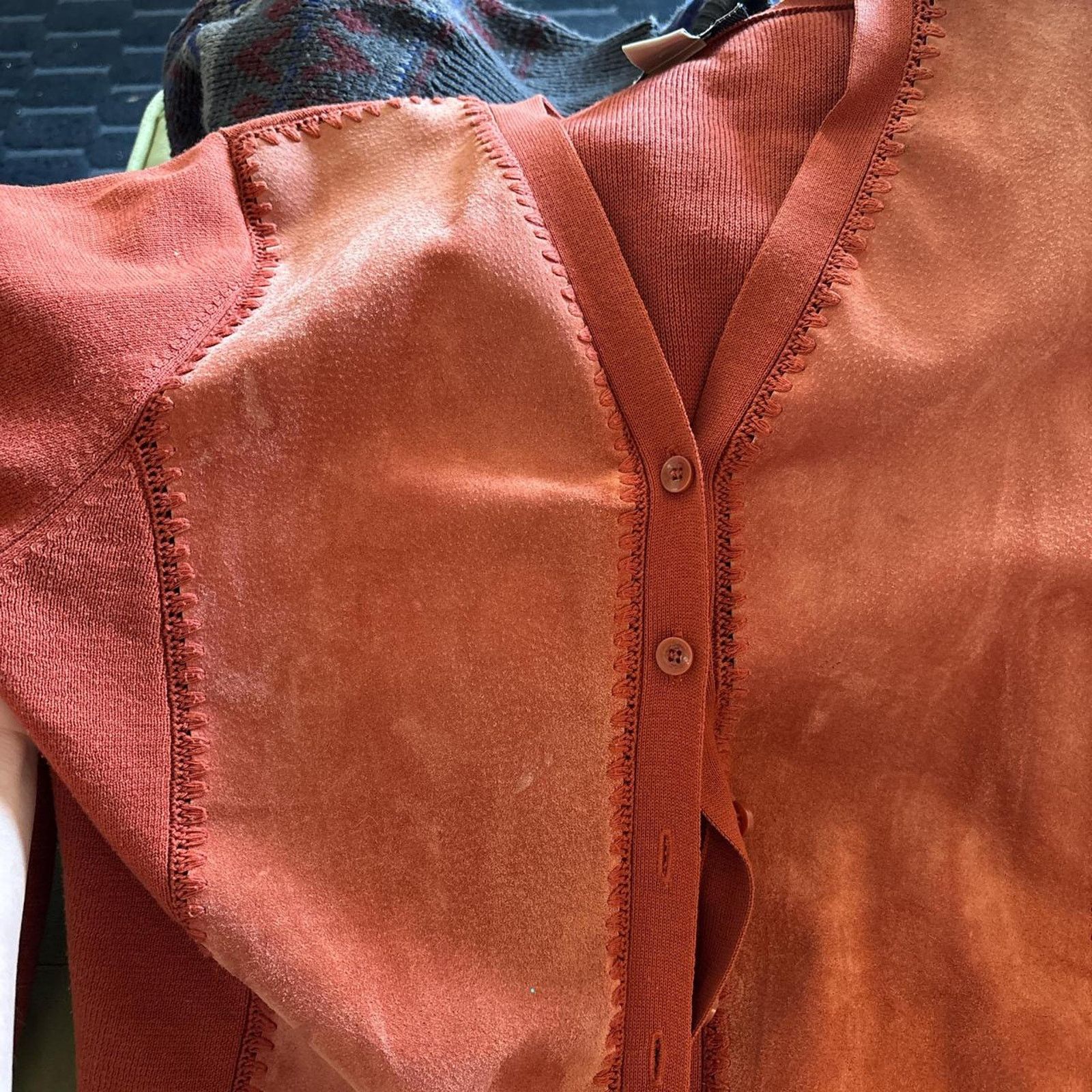 Vintage Vintage Nygard Suede Front Rust Orange Cardigan Medium Size M / US 6-8 / IT 42-44 - 3 Thumbnail