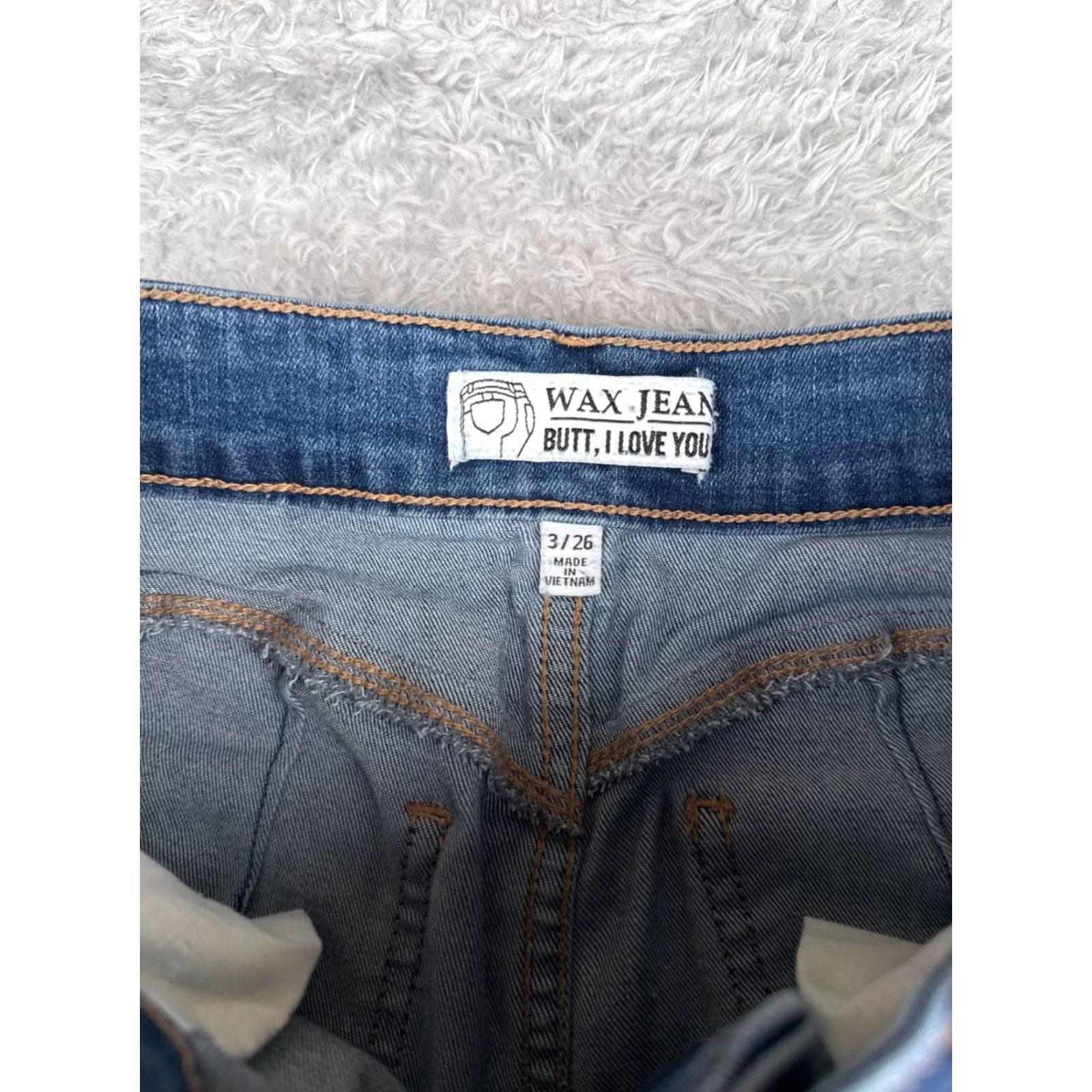 Vintage Wax Jeans Juniors Blue Denim Skinny Mid Rise 25x28 Womens Jeans 3 Distressed Pockets 5-Pocket Design Cotton Blend Cotton Size 26" / US 2 / IT 38 - 6 Thumbnail