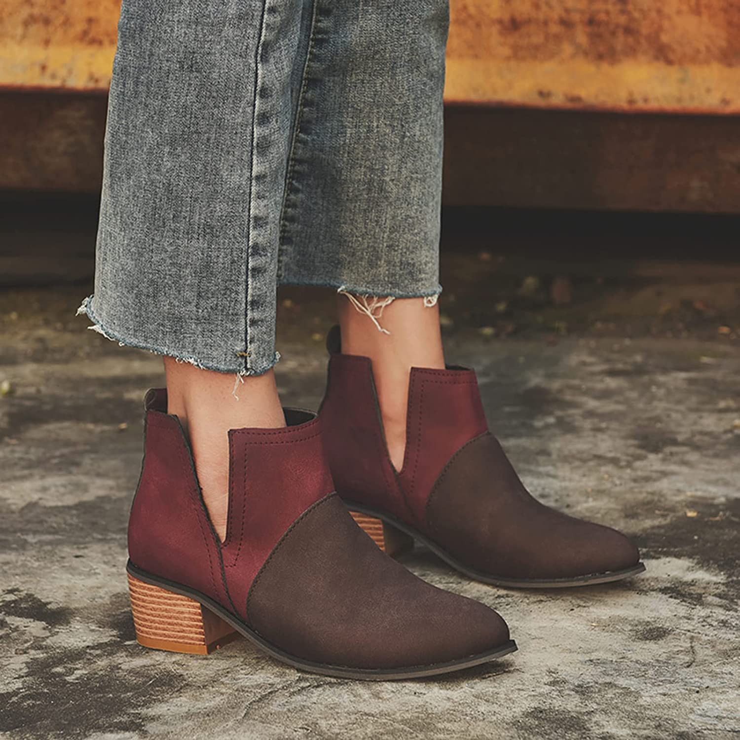 Other V Cut Ankle Boots Women Size 8.5 Chunky Block Stacked Size US 8.5 / IT 38.5 - 7 Thumbnail