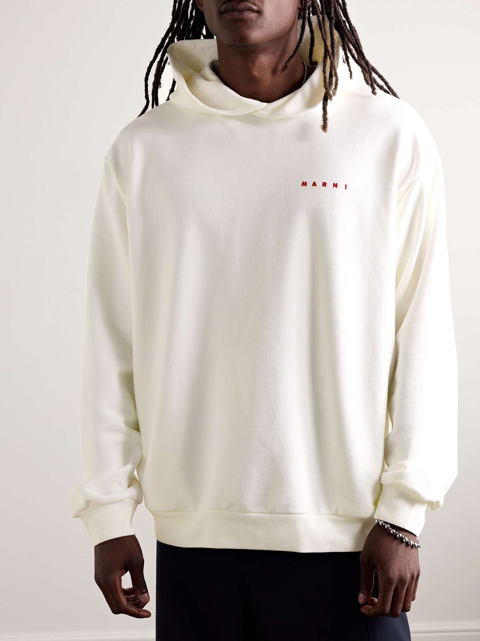 Marni o1w1db11025 Embroidered Cotton-Jersey Hoodie in White Size US S / EU 44-46 / 1 - 2 Thumbnail