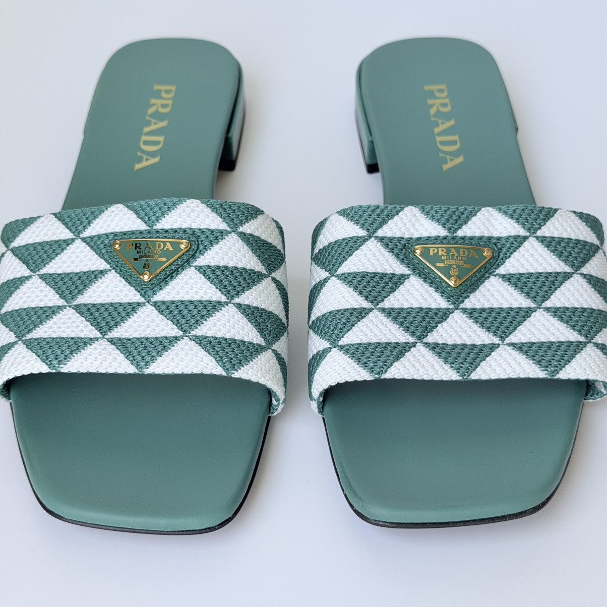 Prada Prada Jacquard Triangle Logo Sandal Size US 8.5 / IT 38.5 - 4 Thumbnail