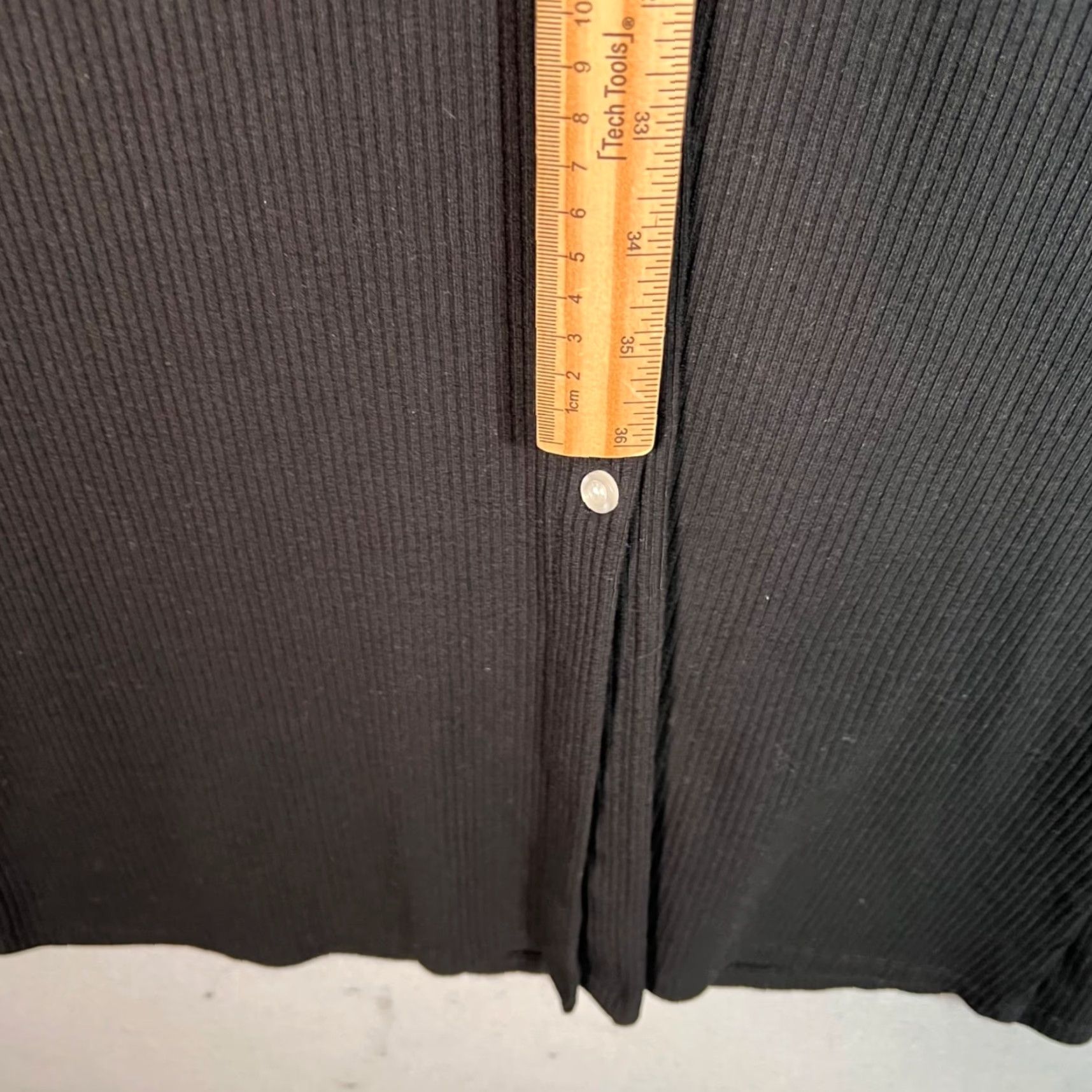 Topshop VINTAGE Topshop Dress Shirt Dress Women's Black Midi Ribbed Button-Front Collar, Size 2, Long Sleeve, Polyester Blend, 90s Style, Womens Size XS / US 0-2 / IT 36-38 - 6 Thumbnail